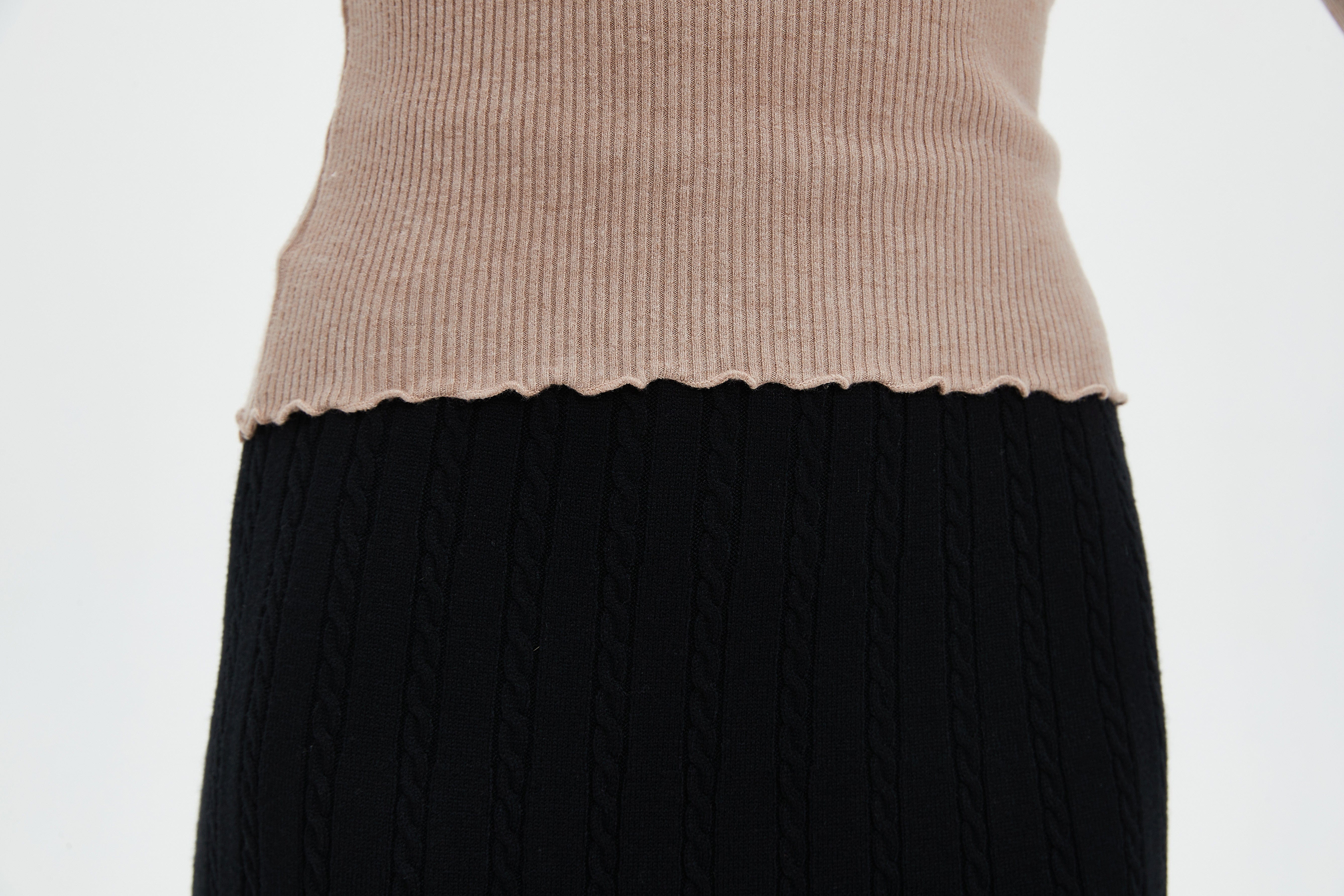 ميكا توب نسائي للشتاء بكم طويل ورقبة دائرية