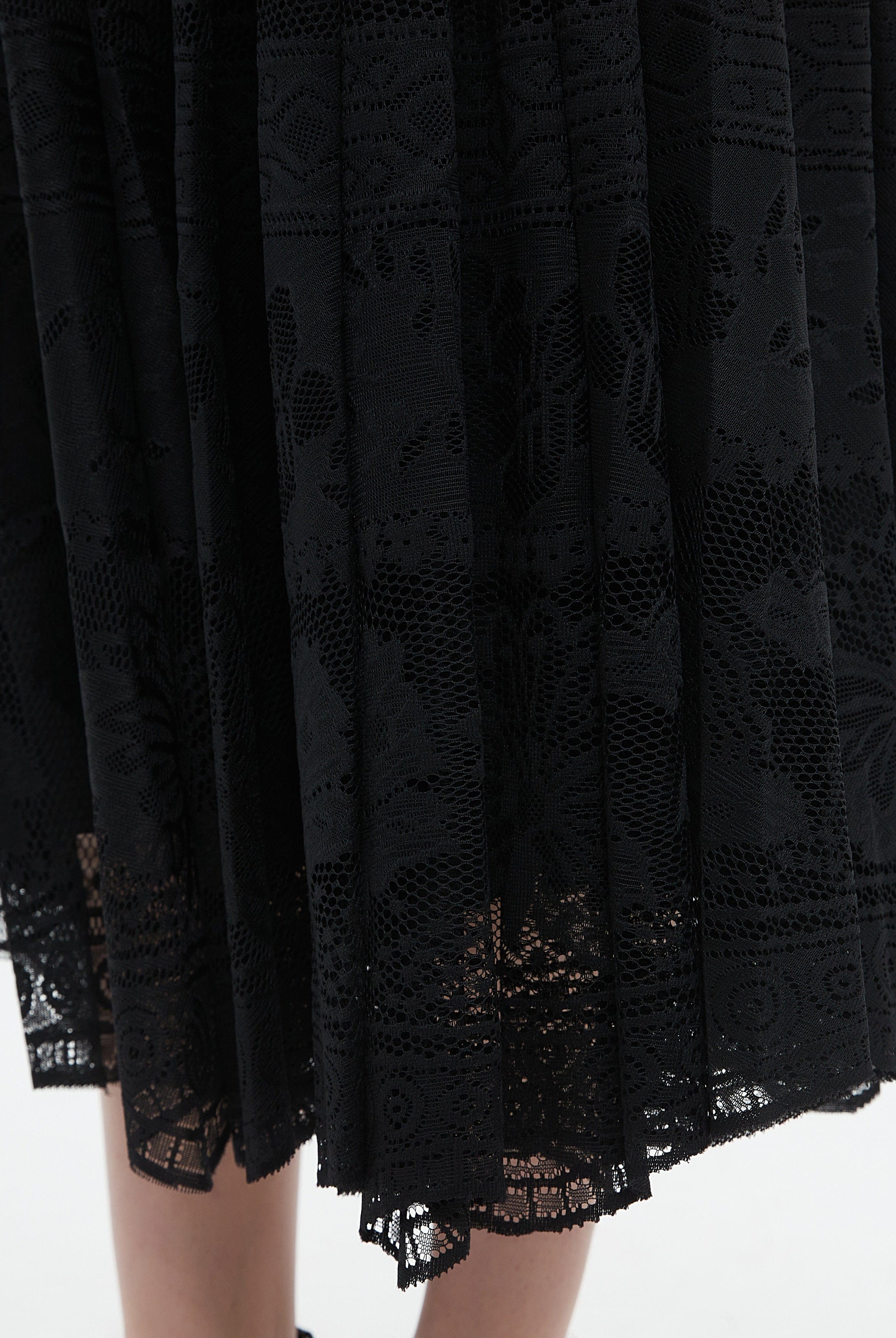 ميكا تنورة نسائية ميدي دانتيل مطرزة خيوط واسعة