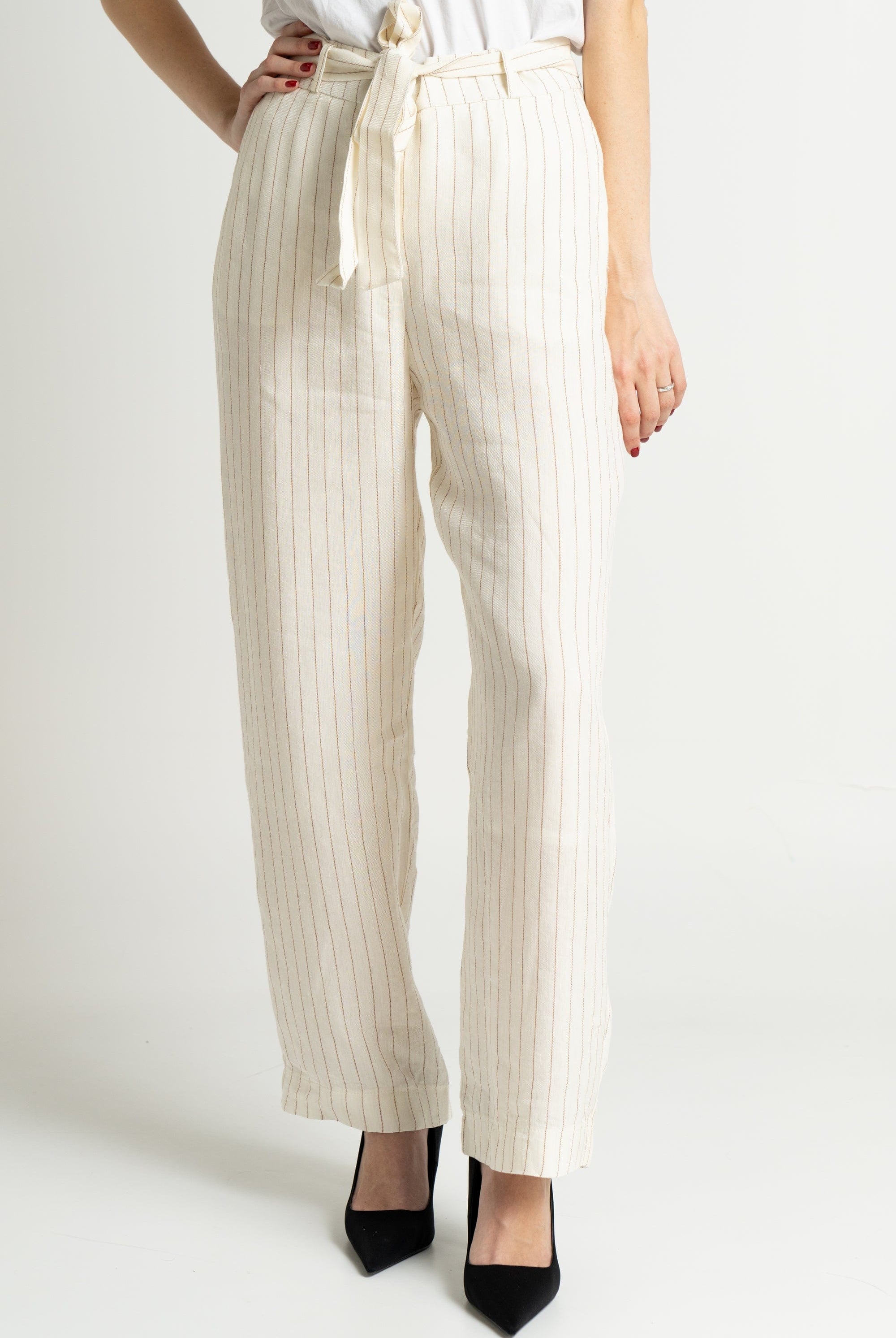 داليدرس بنطلون نسائي مخطط برباط خصر حجري