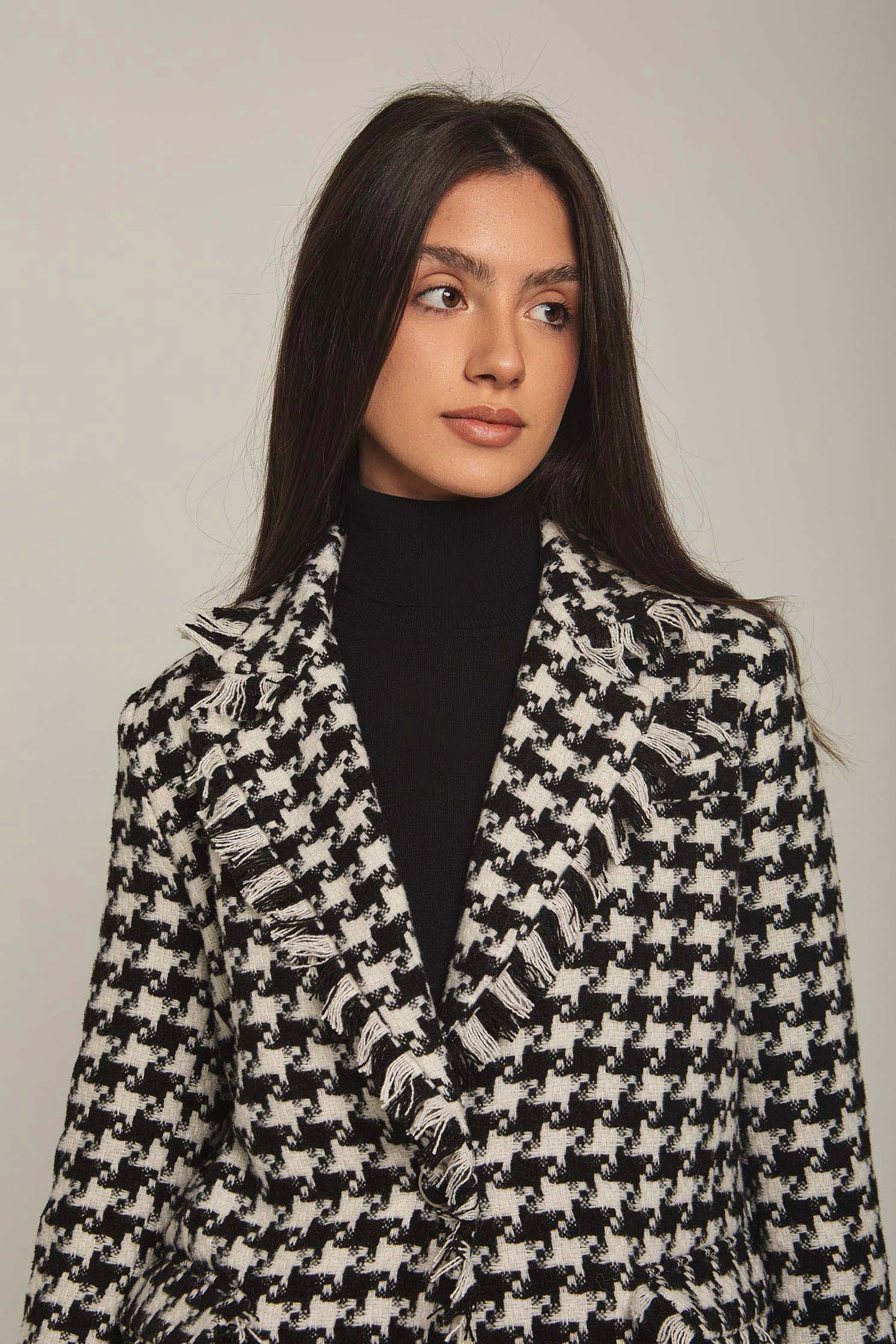 داليدرس كارديجان نسائي كاروه قصير بشراشيب بني غامق