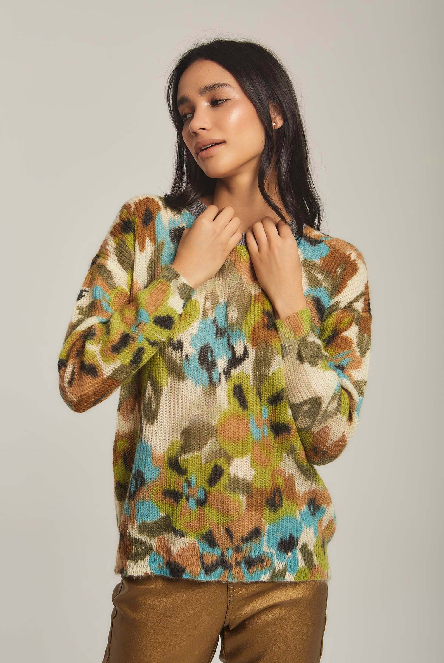 داليدرس بلوفر نسائي منسوج متعدد الألوان متعدد الألوان