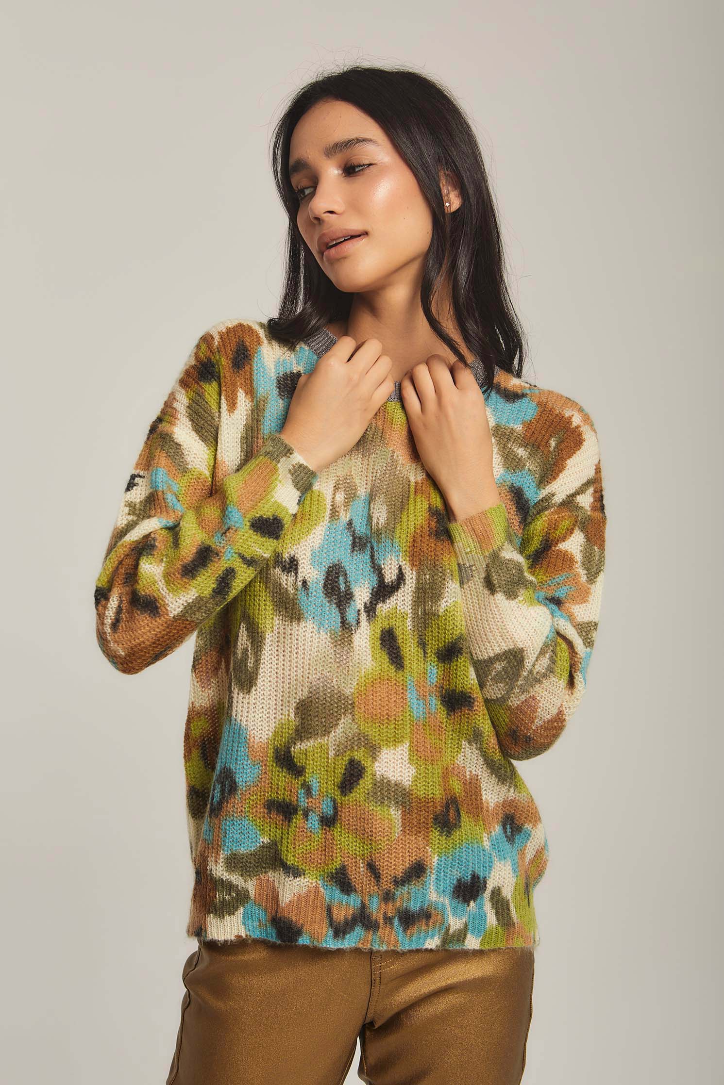 داليدرس بلوفر نسائي منسوج متعدد الألوان متعدد الألوان