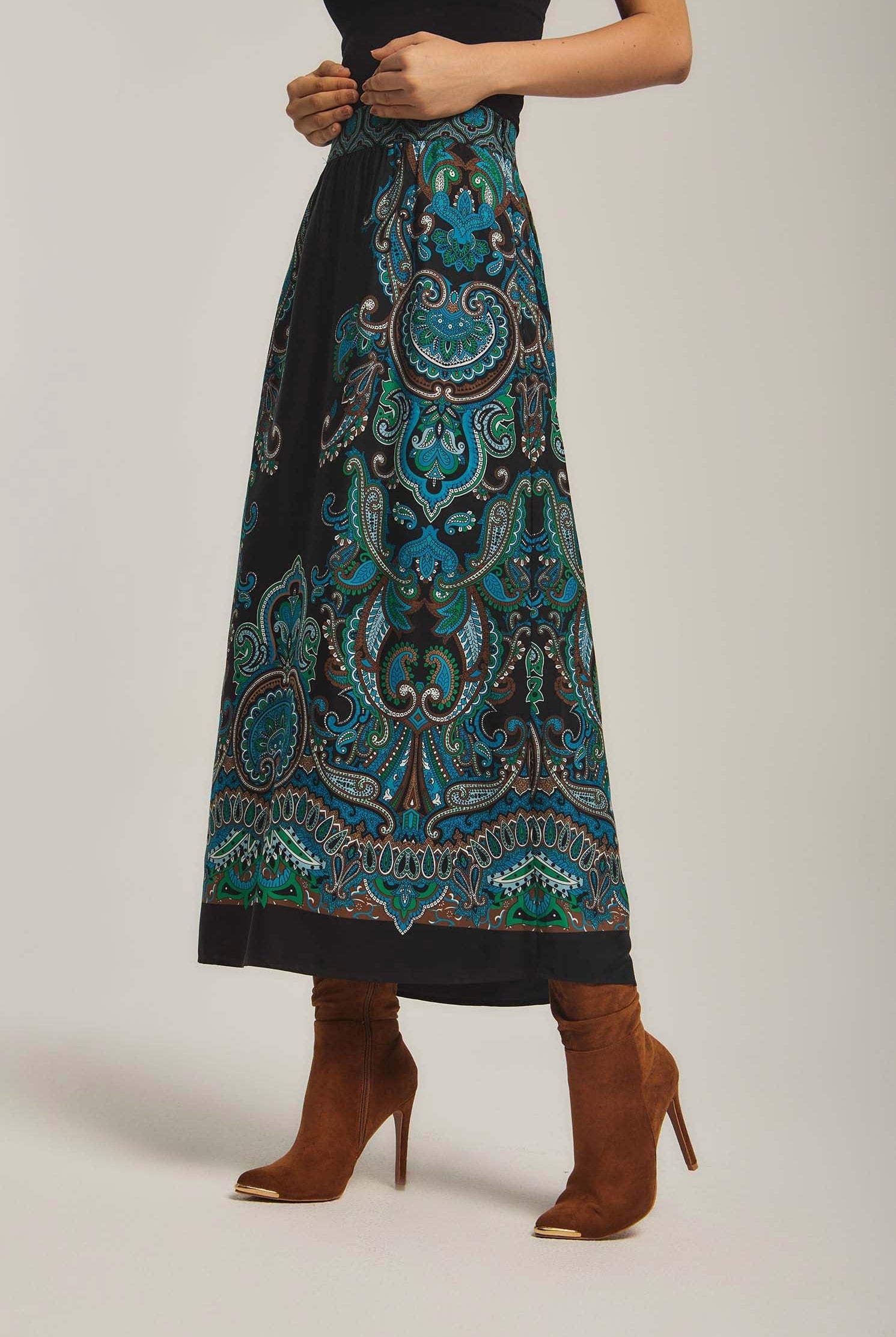 داليدرس تنورة نسائية بخصر مرتفع ميدي متعدد الألوان