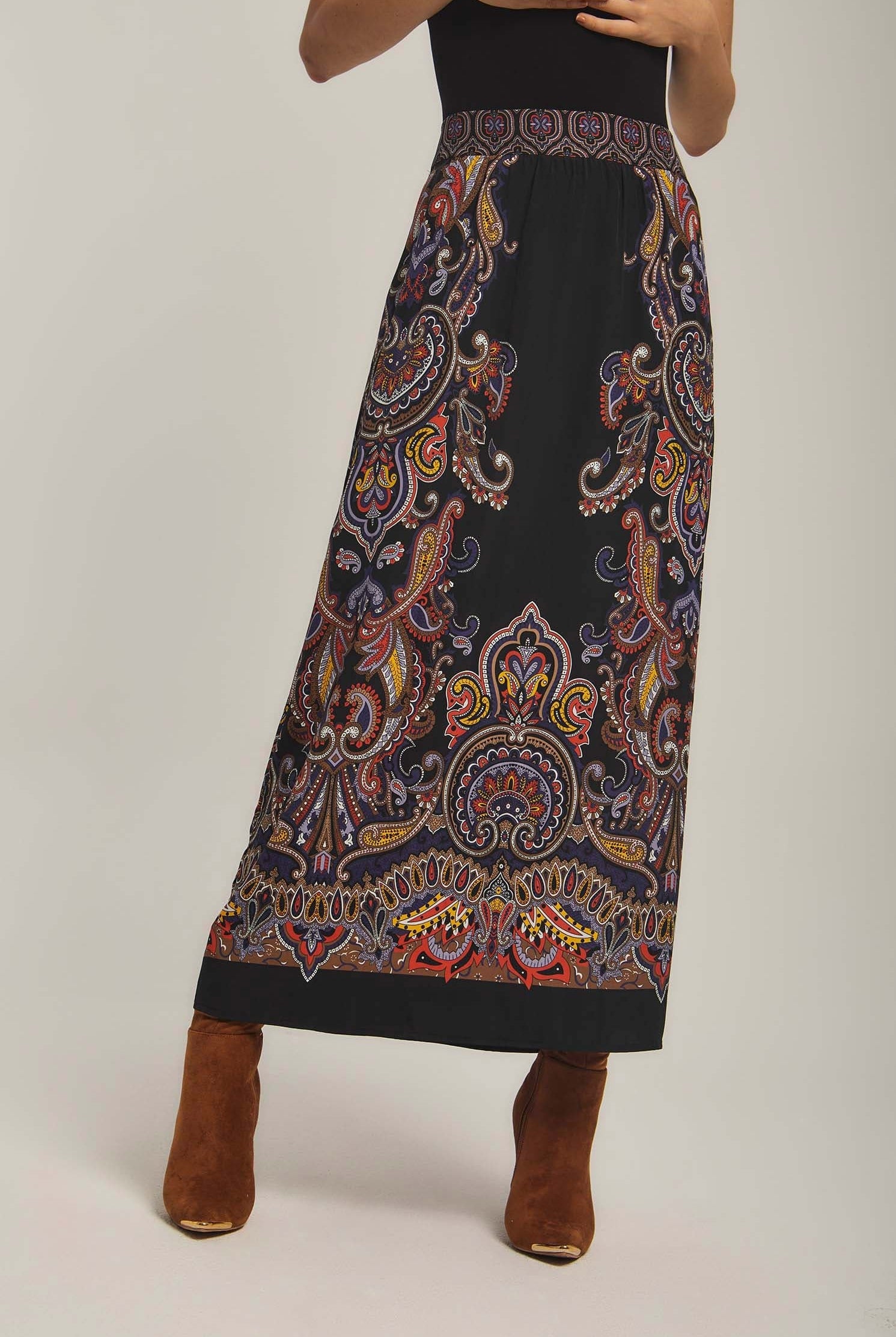 داليدرس تنورة نسائية ميدي مطرزة متعدد الألوان