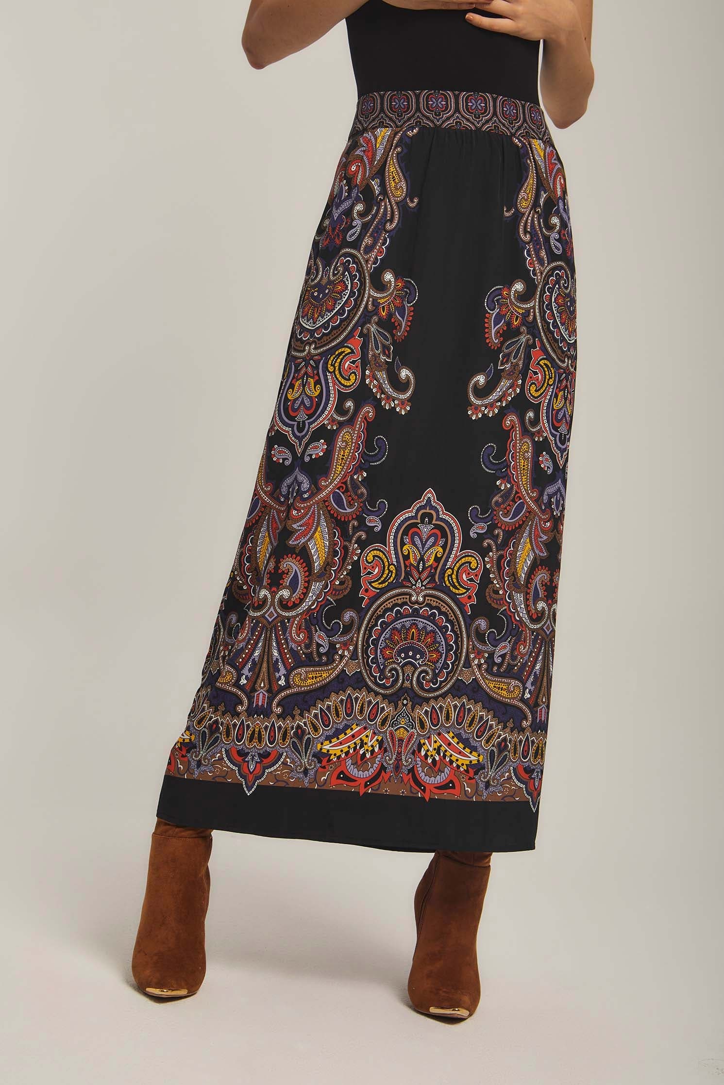 داليدرس تنورة نسائية ميدي مطرزة متعدد الألوان