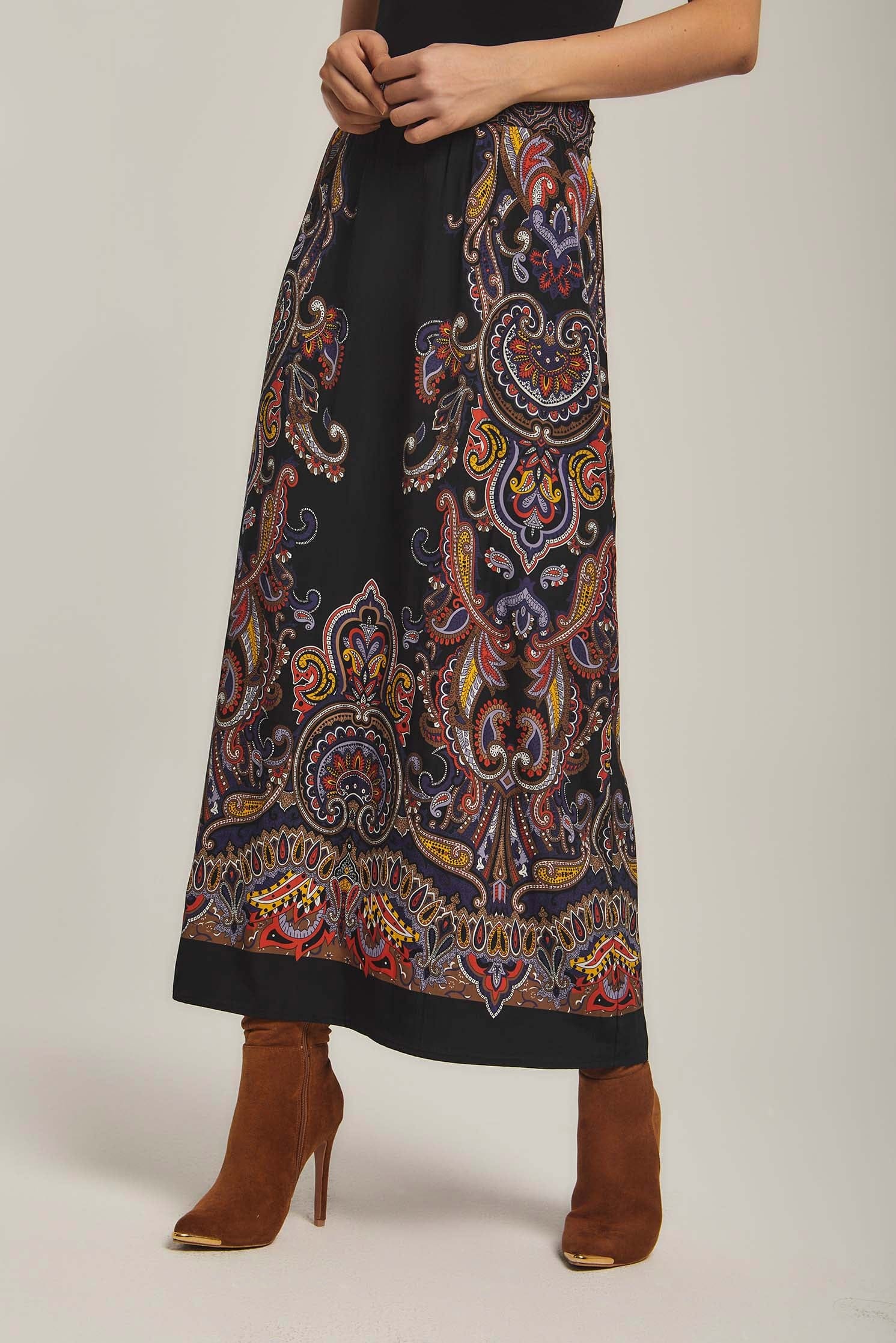 داليدرس تنورة نسائية ميدي مطرزة متعدد الألوان