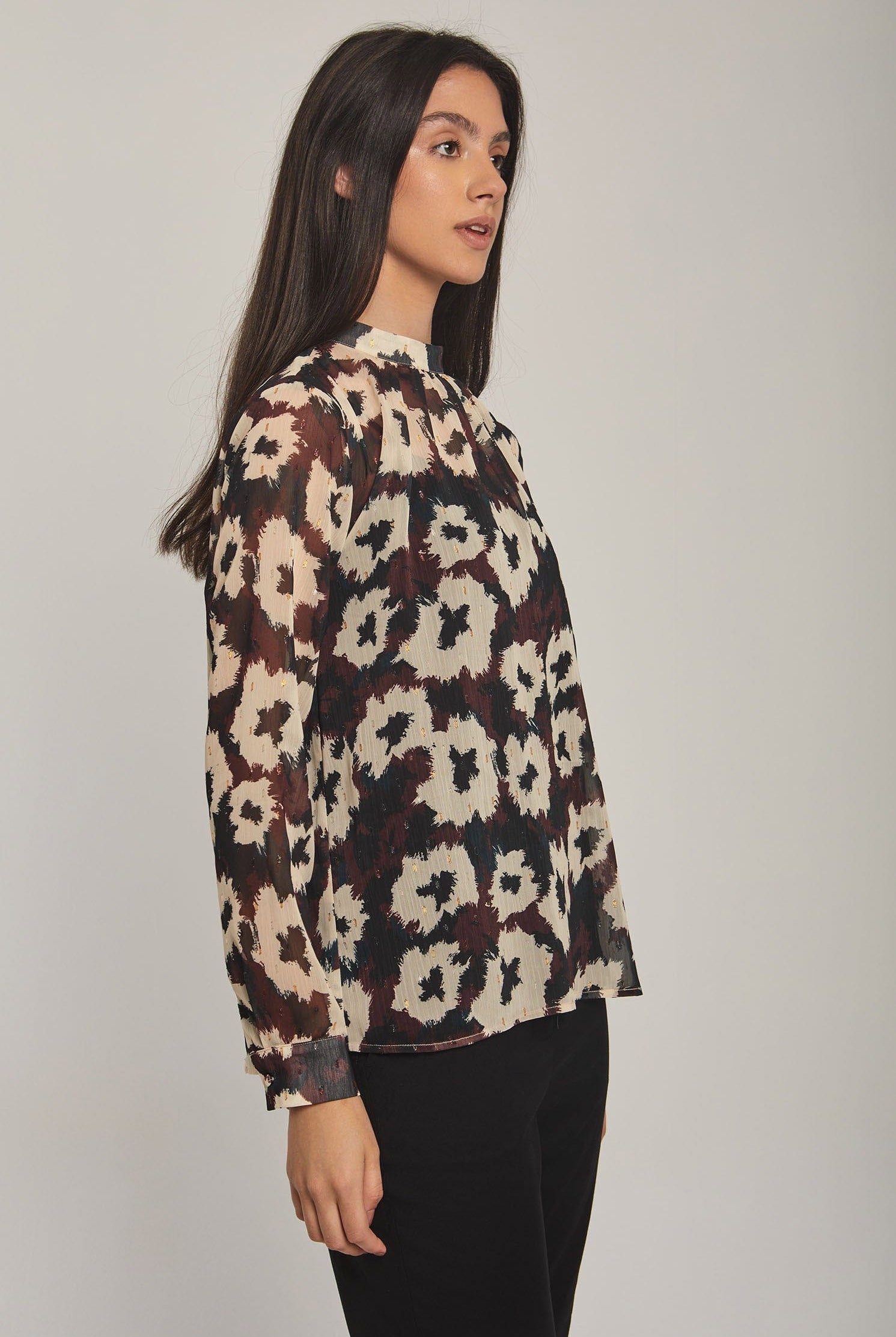 داليدرس بلوزة نسائية شفون مشجرة مطبوعة