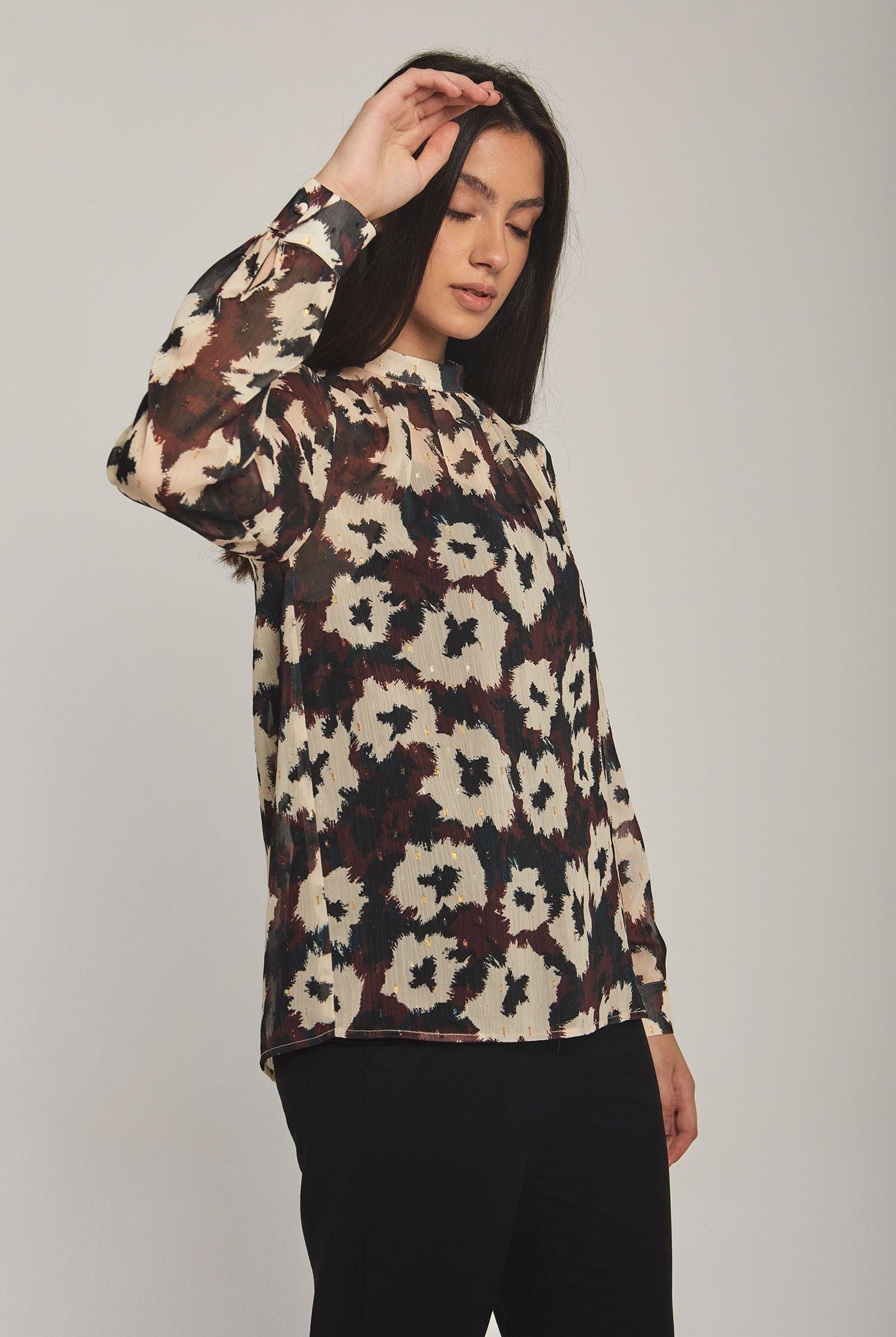 داليدرس بلوزة نسائية شفون مشجرة مطبوعة