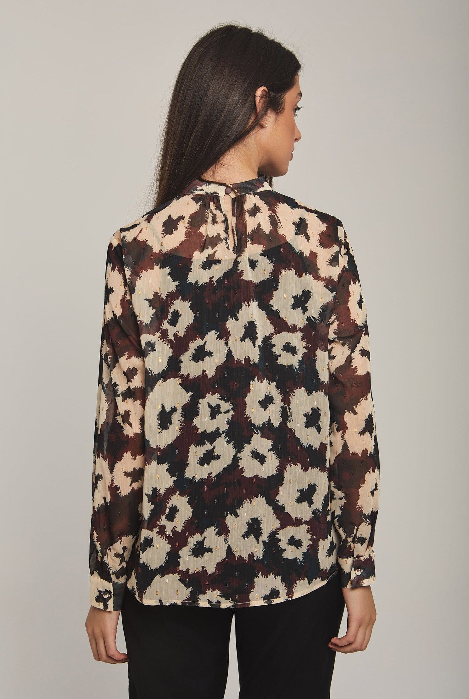 داليدرس بلوزة نسائية شفون مشجرة مطبوعة