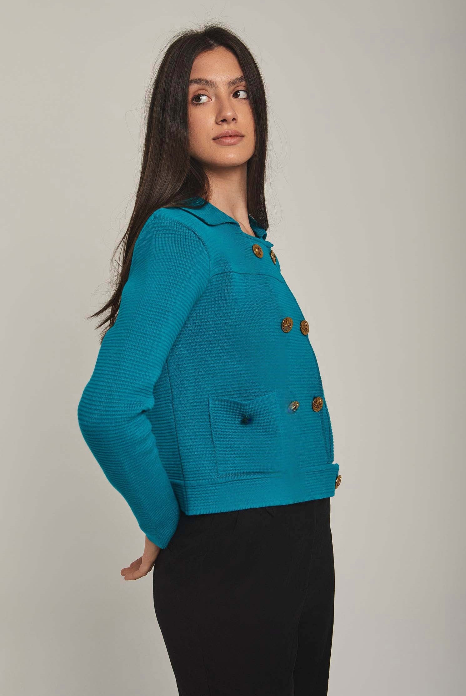 داليدرس جاكيت نسائي منسوج بأزرار أمامية