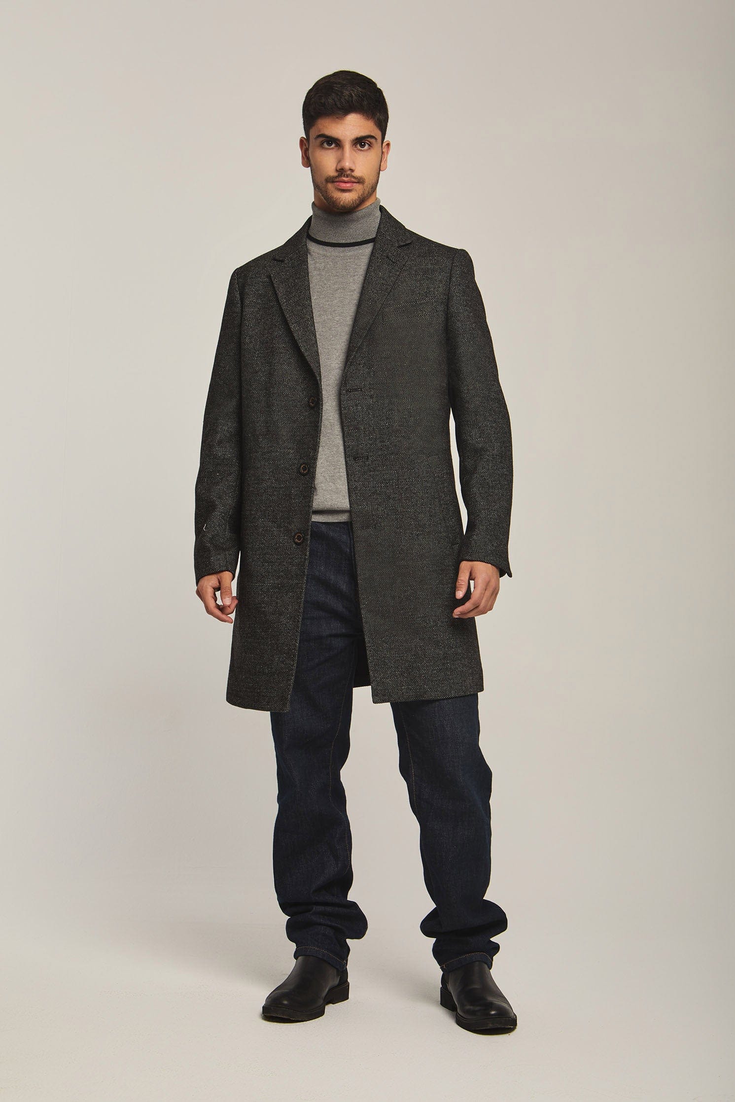 داليدرس بالطو رجالي طويل سادة أسود