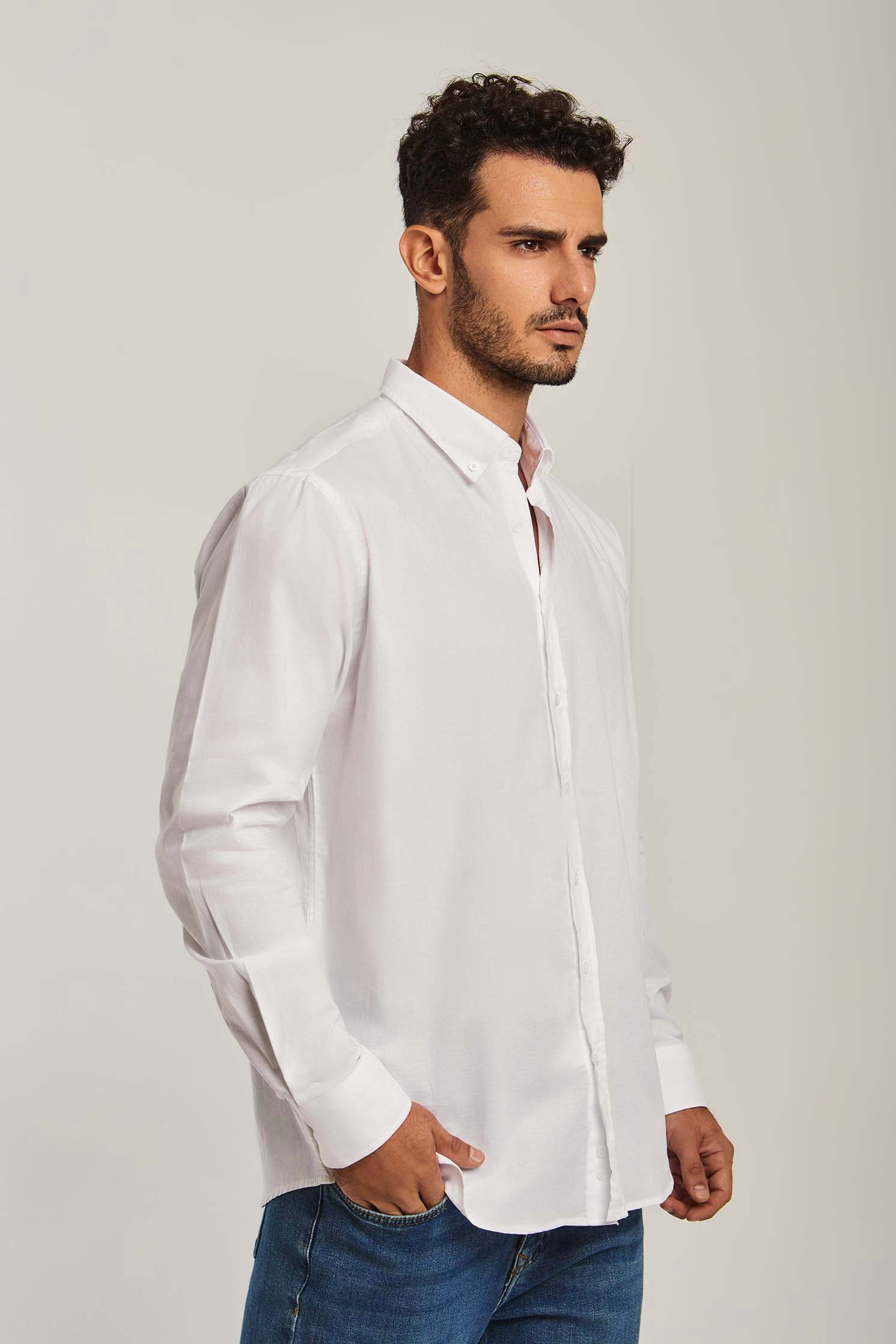 داليدرس قميص رجالي سادة ابيض