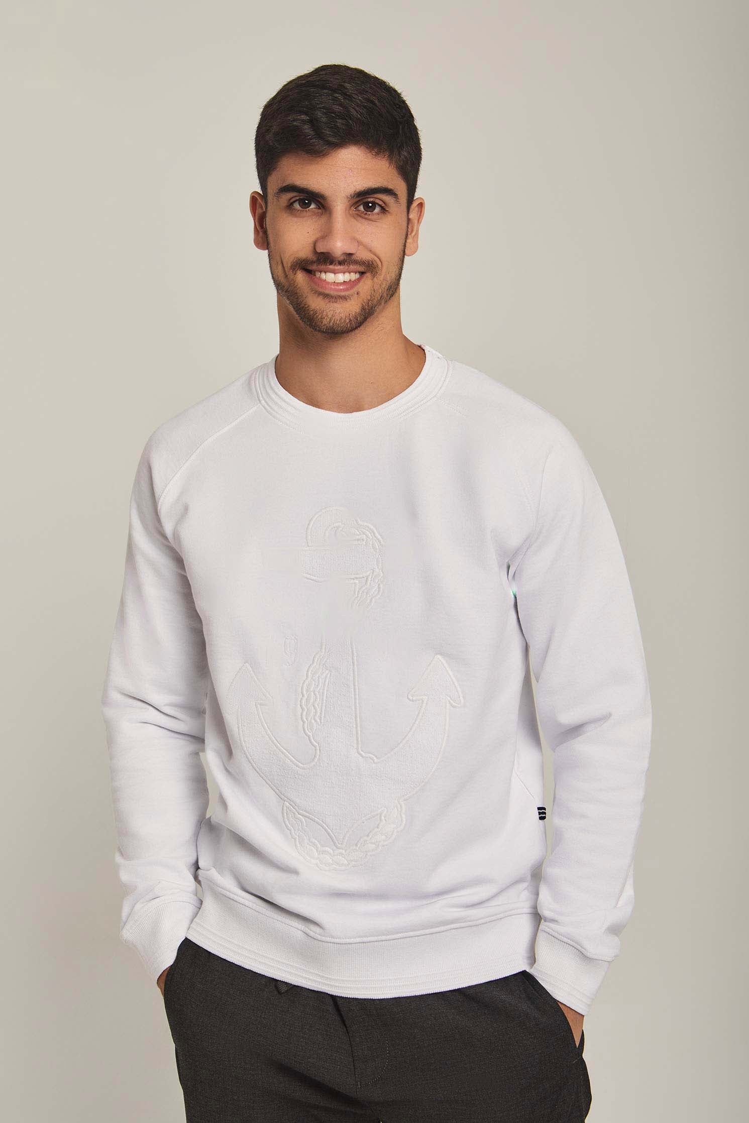 داليدرس سويتشرت رجالي برسمة هيلب عالصدر أوف وايت