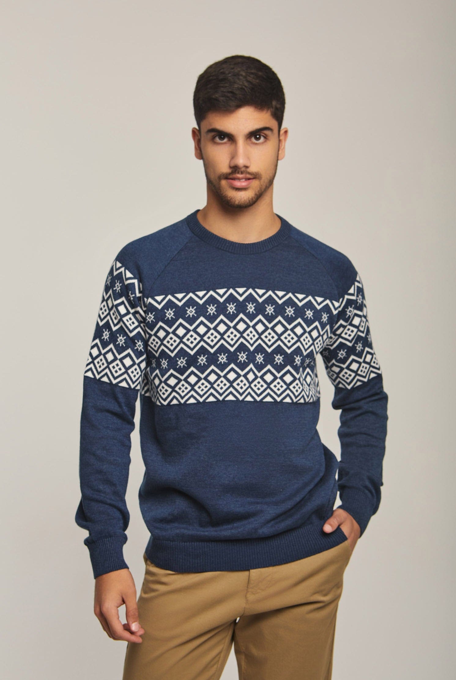 داليدرس بلوفر رجالي منقوش أزرق جينز