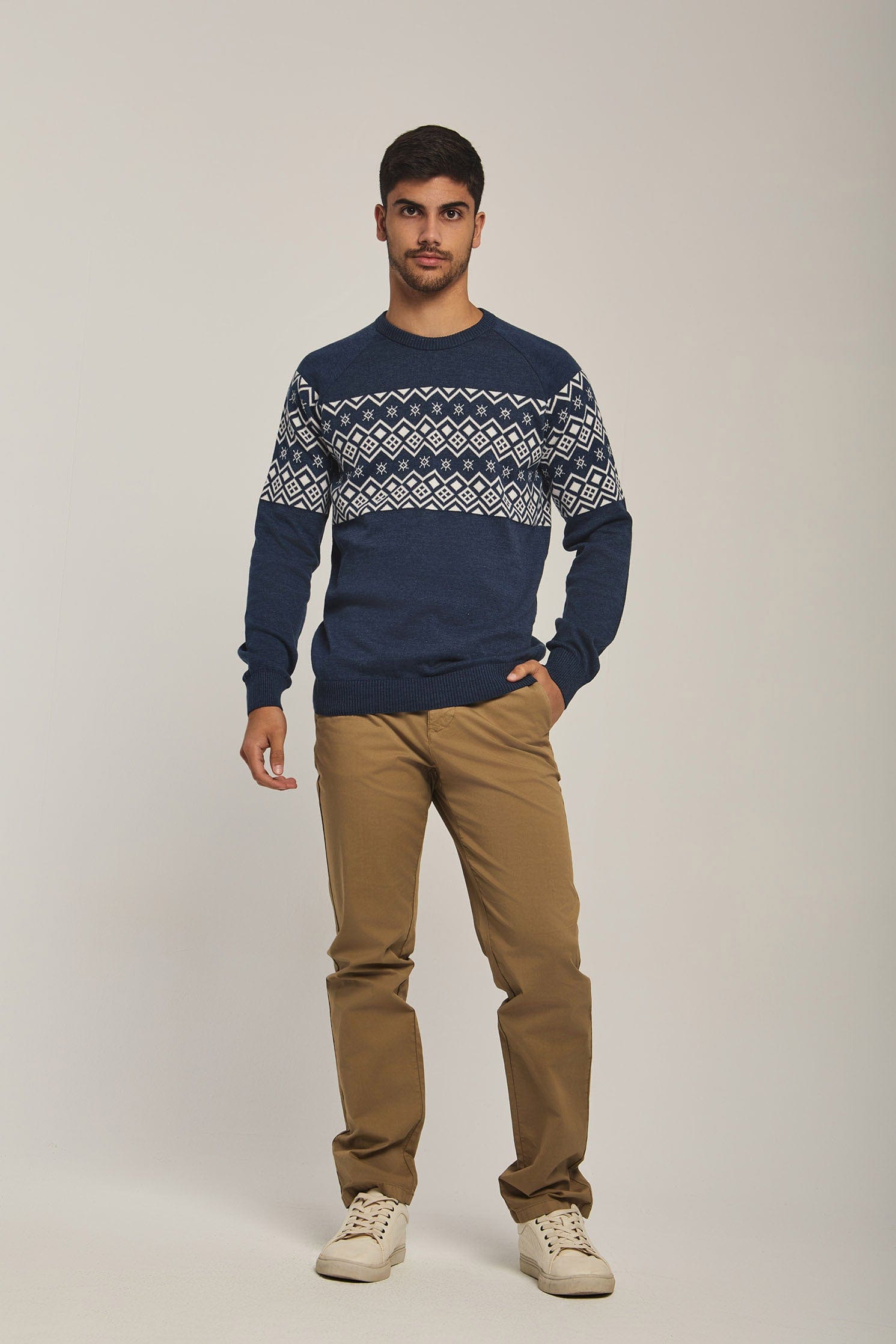 داليدرس بلوفر رجالي منقوش أزرق جينز