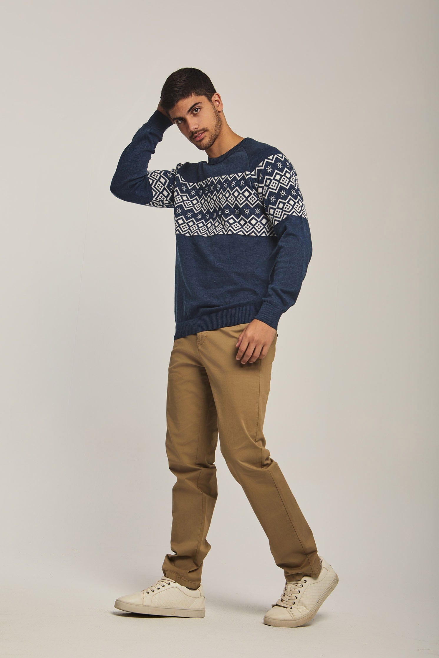 داليدرس بلوفر رجالي منقوش أزرق جينز