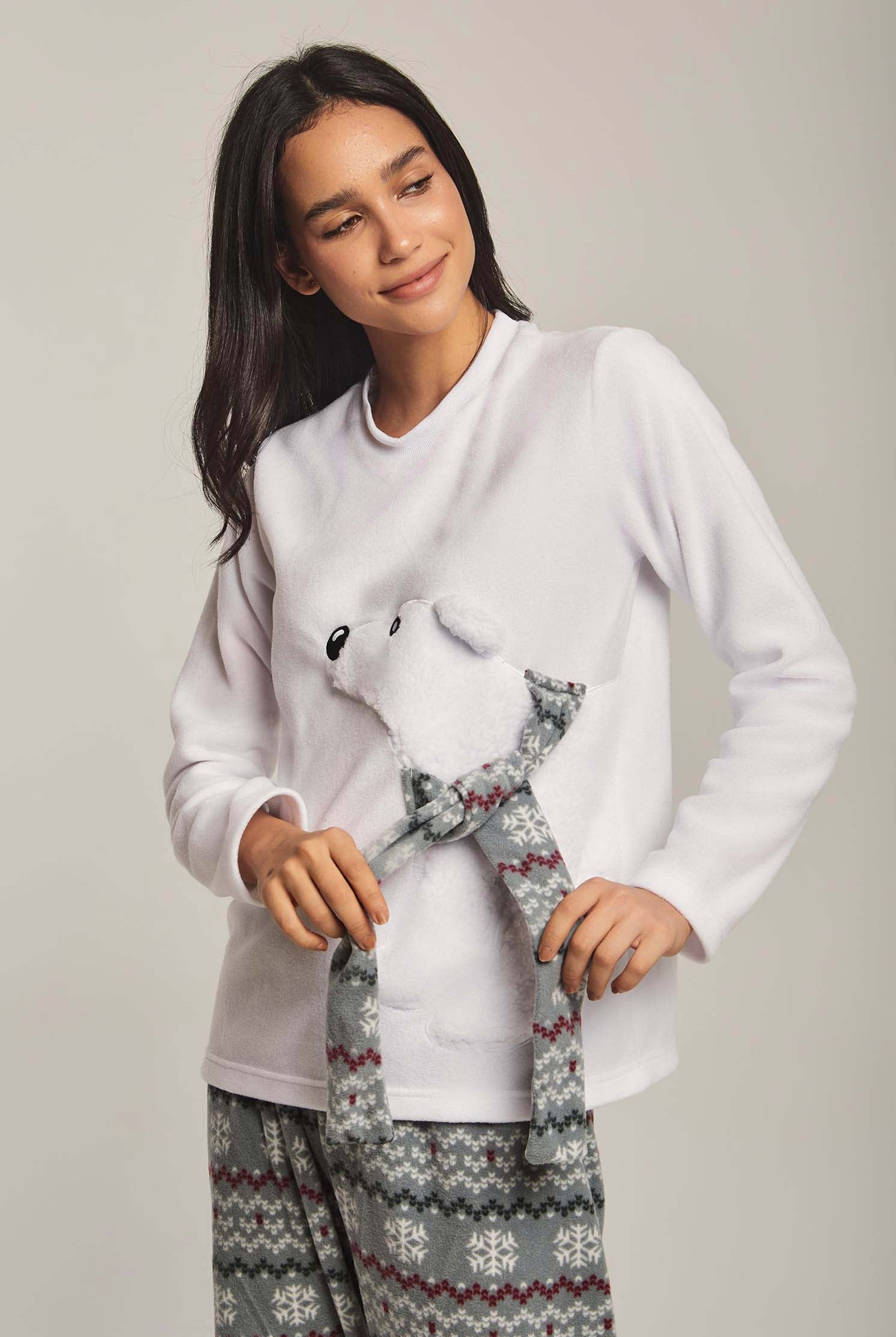 داليدرس بيجامة نسائية بتطريز حيوان أخضر غامق