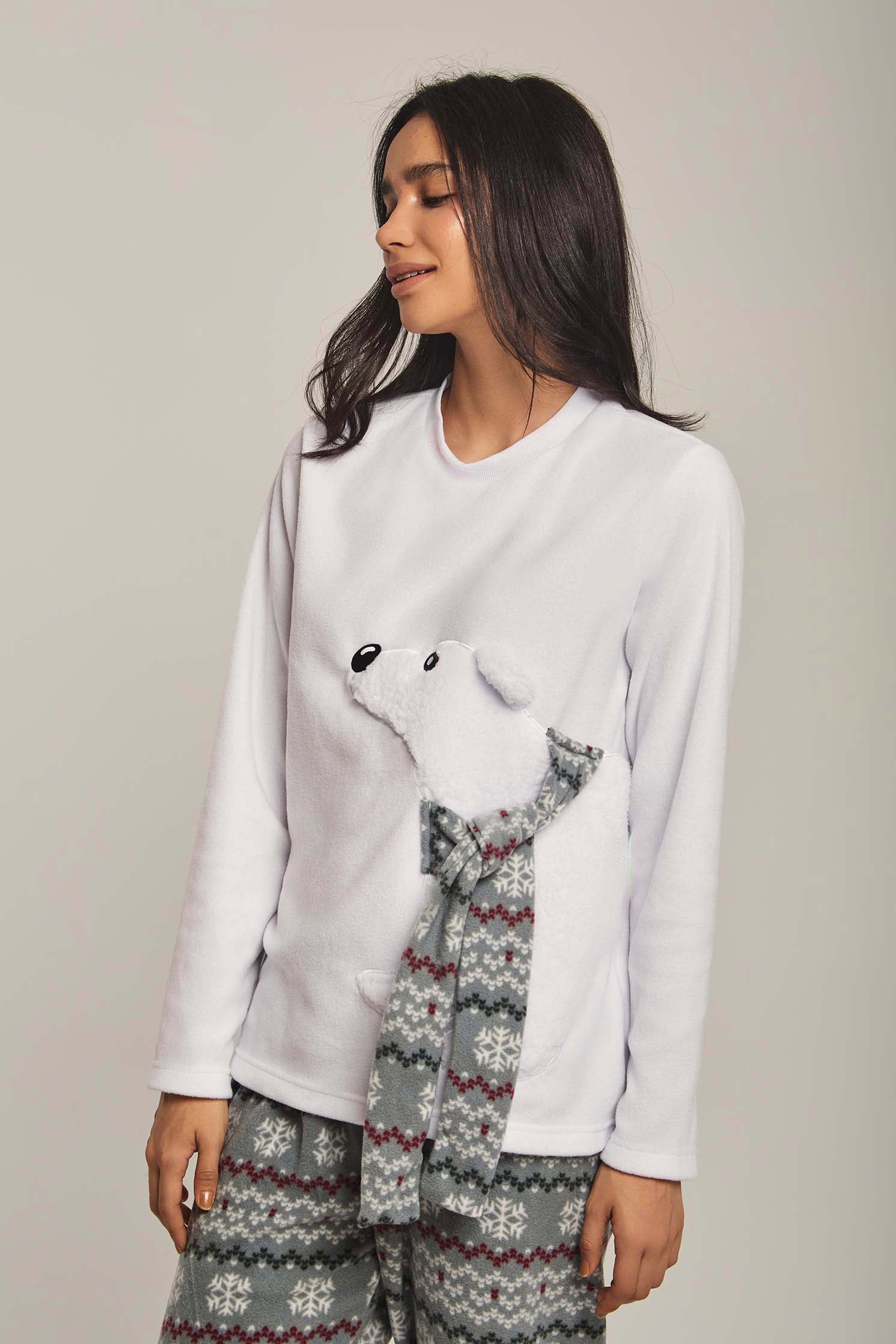 داليدرس بيجامة نسائية بتطريز حيوان أخضر غامق