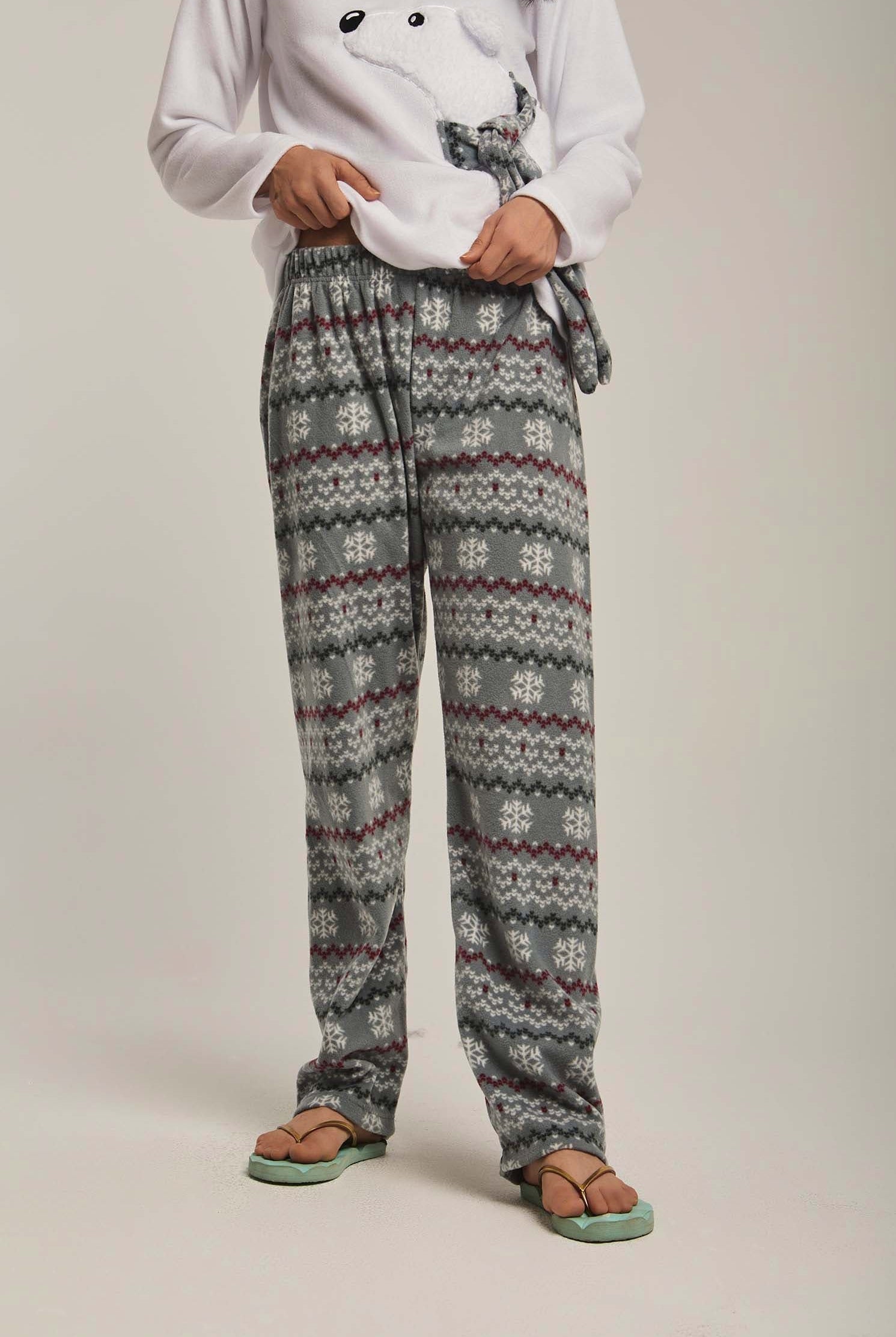 داليدرس بيجامة نسائية بتطريز حيوان أخضر غامق