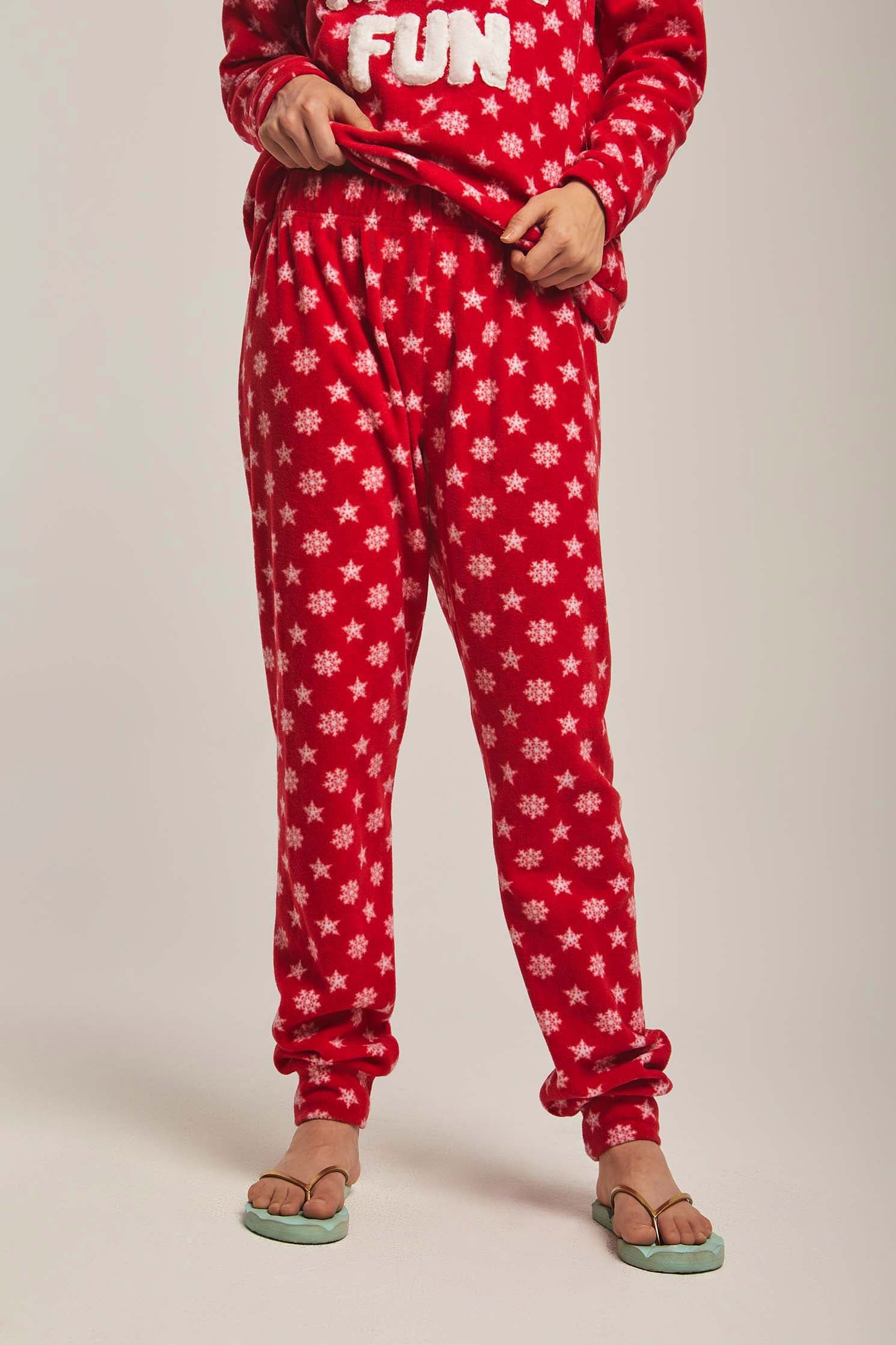 داليدرس بيجامة نسائية بنمط ثلج أحمر