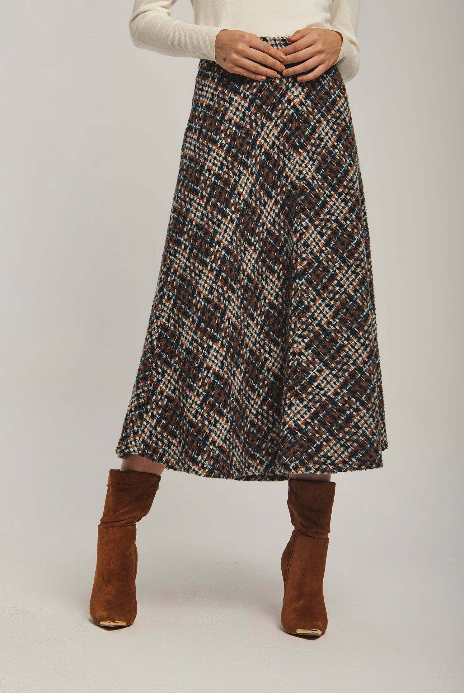 داليدرس تنورة نسائية ميدي منسوجة متعدد الألوان