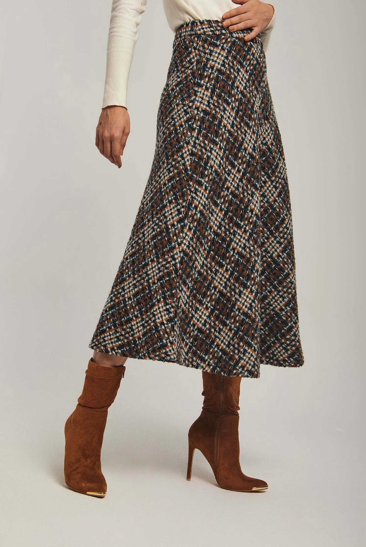 داليدرس تنورة نسائية ميدي منسوجة متعدد الألوان