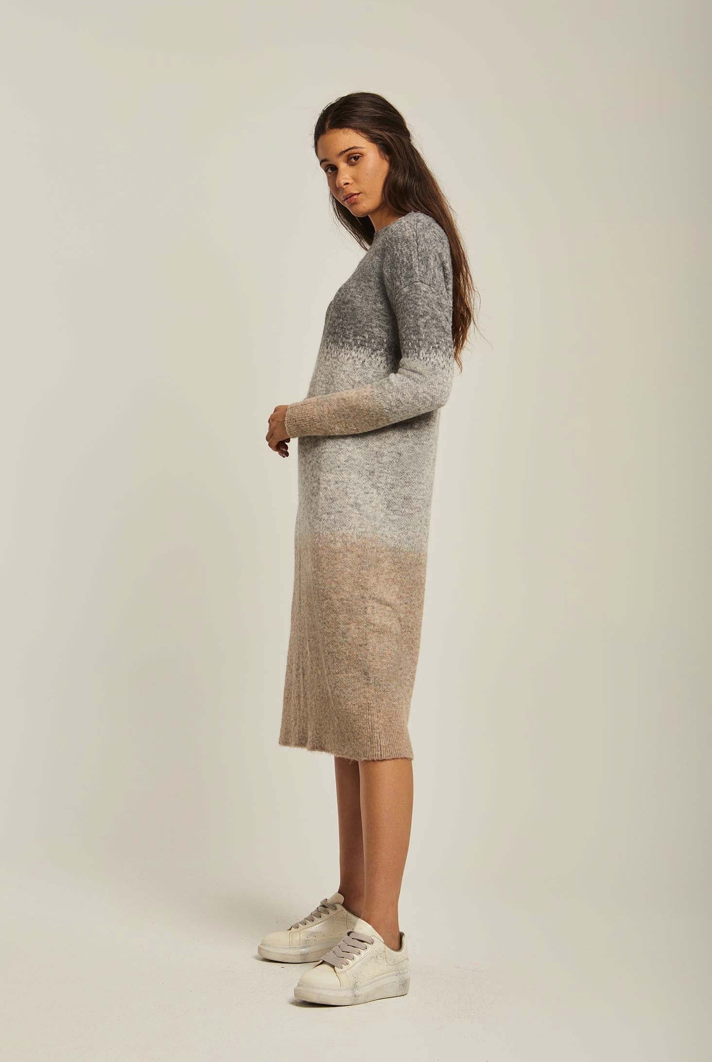 داليدرس فستان نسائي 3/4 الوان مدرجة برتقالي محترق