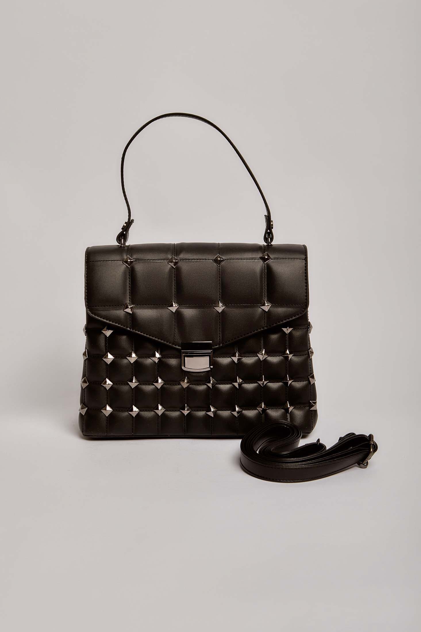 داليدرس شنطة حجلد نسائي مضلعة بكبسول أسود