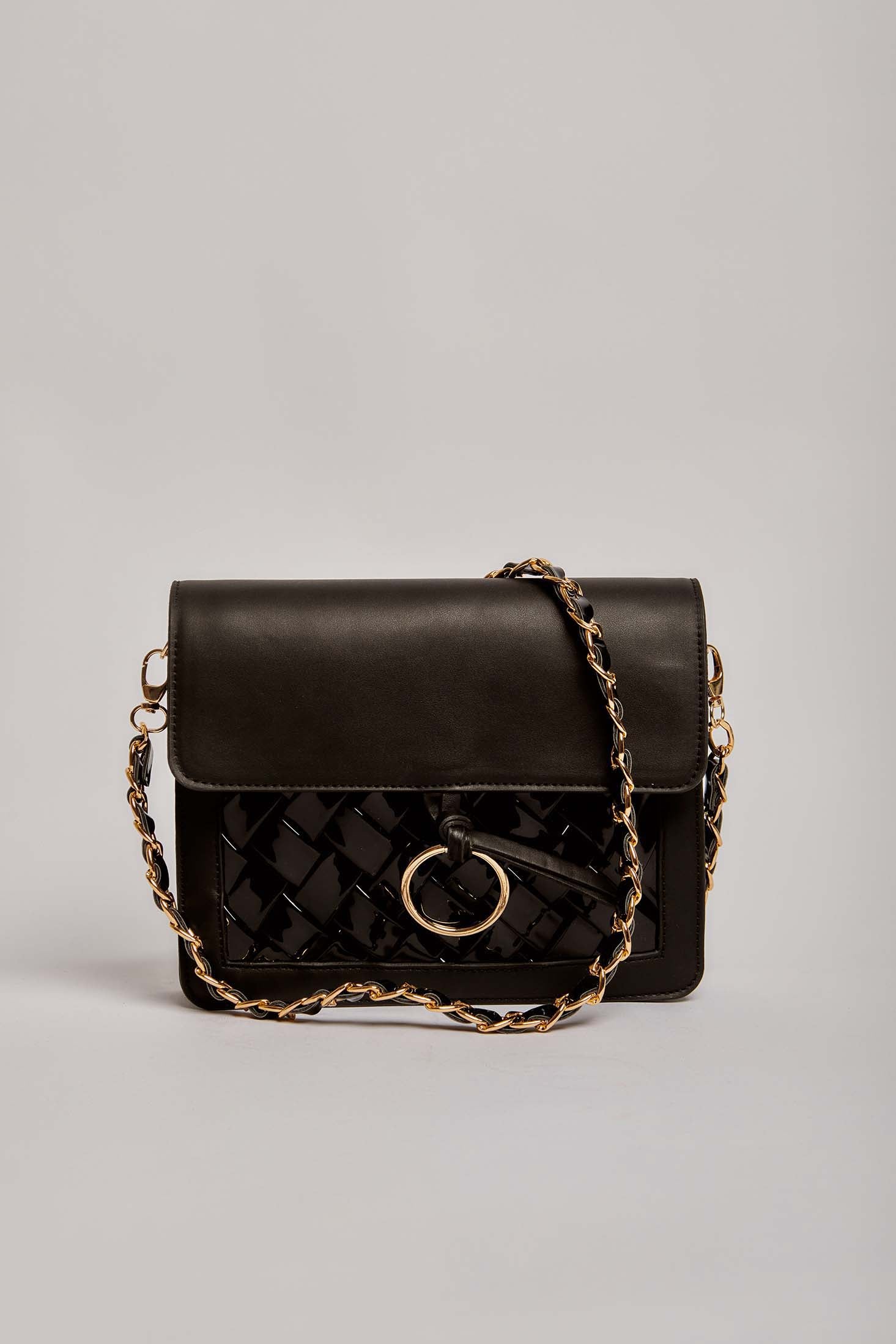 داليدرس شنطة جلد نسائي بحلقة أسود