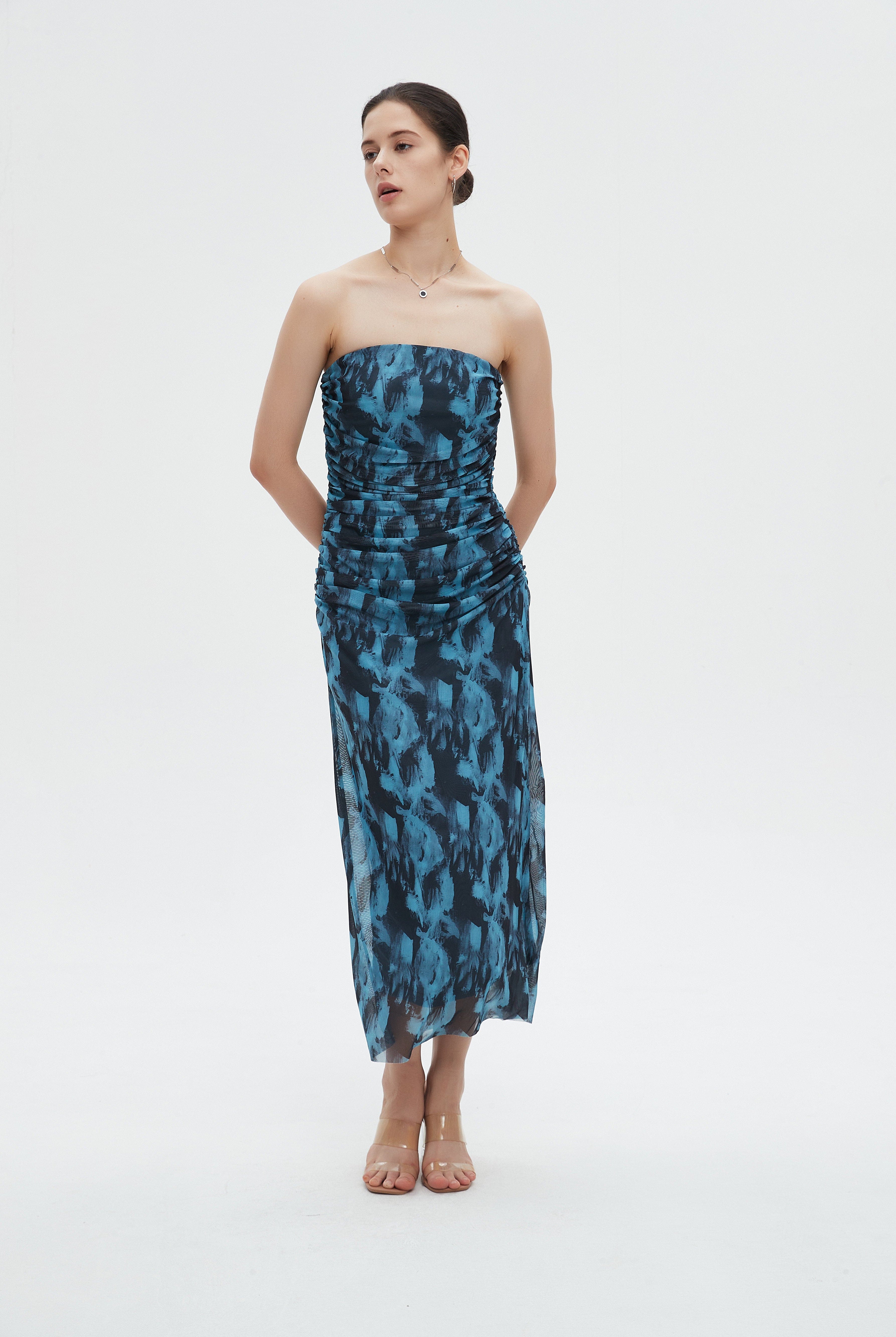 ميكا فستان نسائي ميدي مشجر كاب