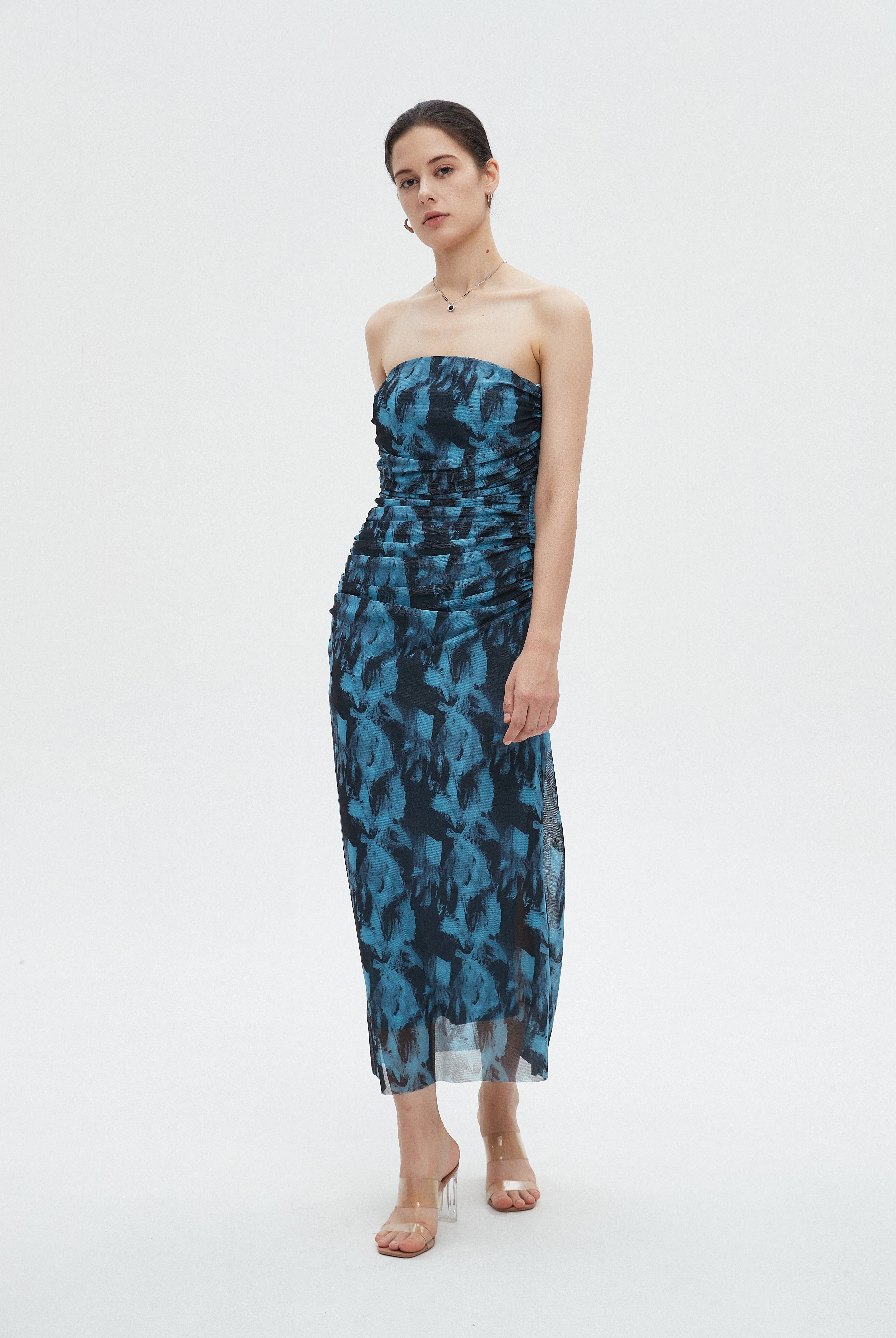 ميكا فستان نسائي ميدي مشجر كاب