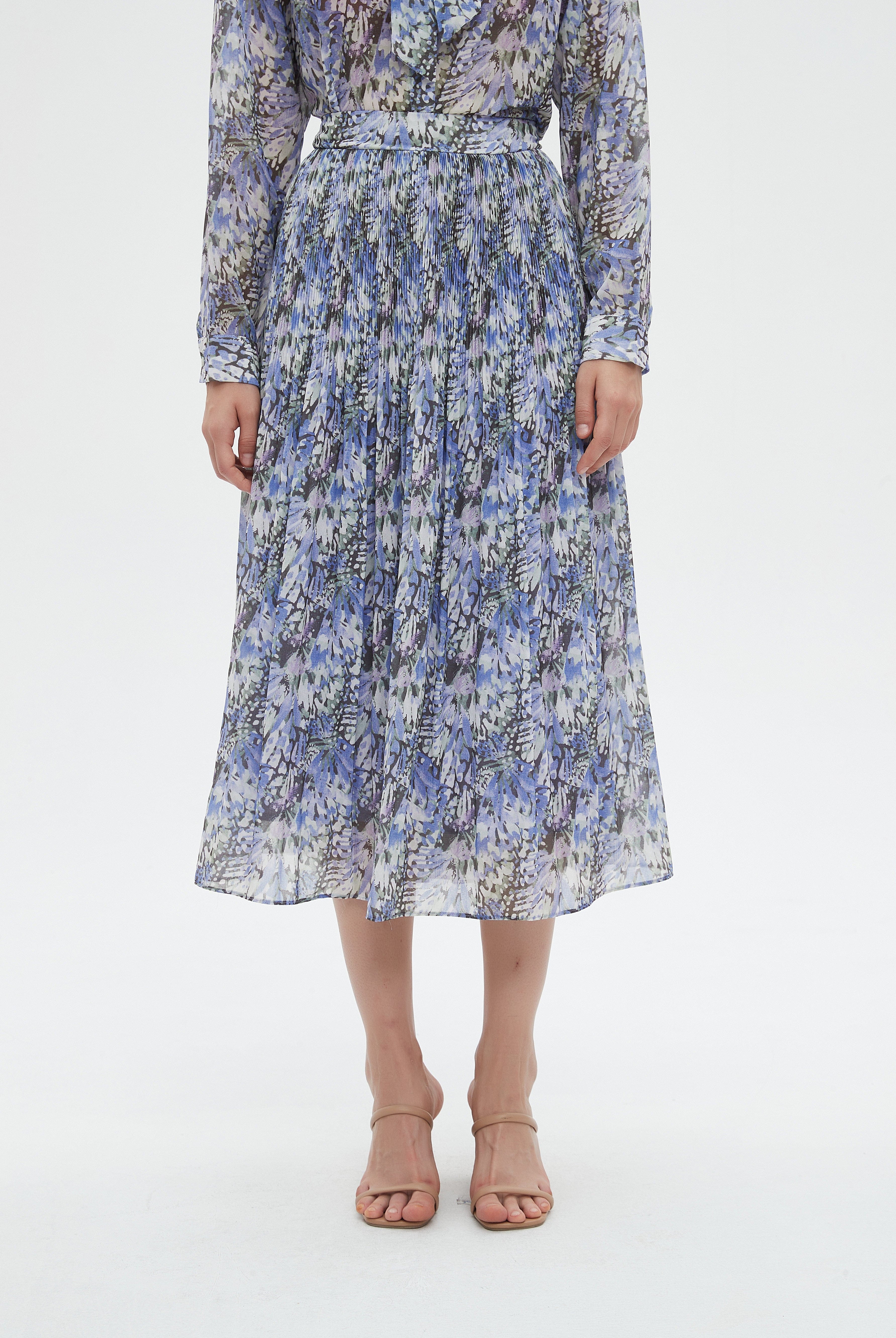 ميكا تنورة نسائية ميدي منقوشة