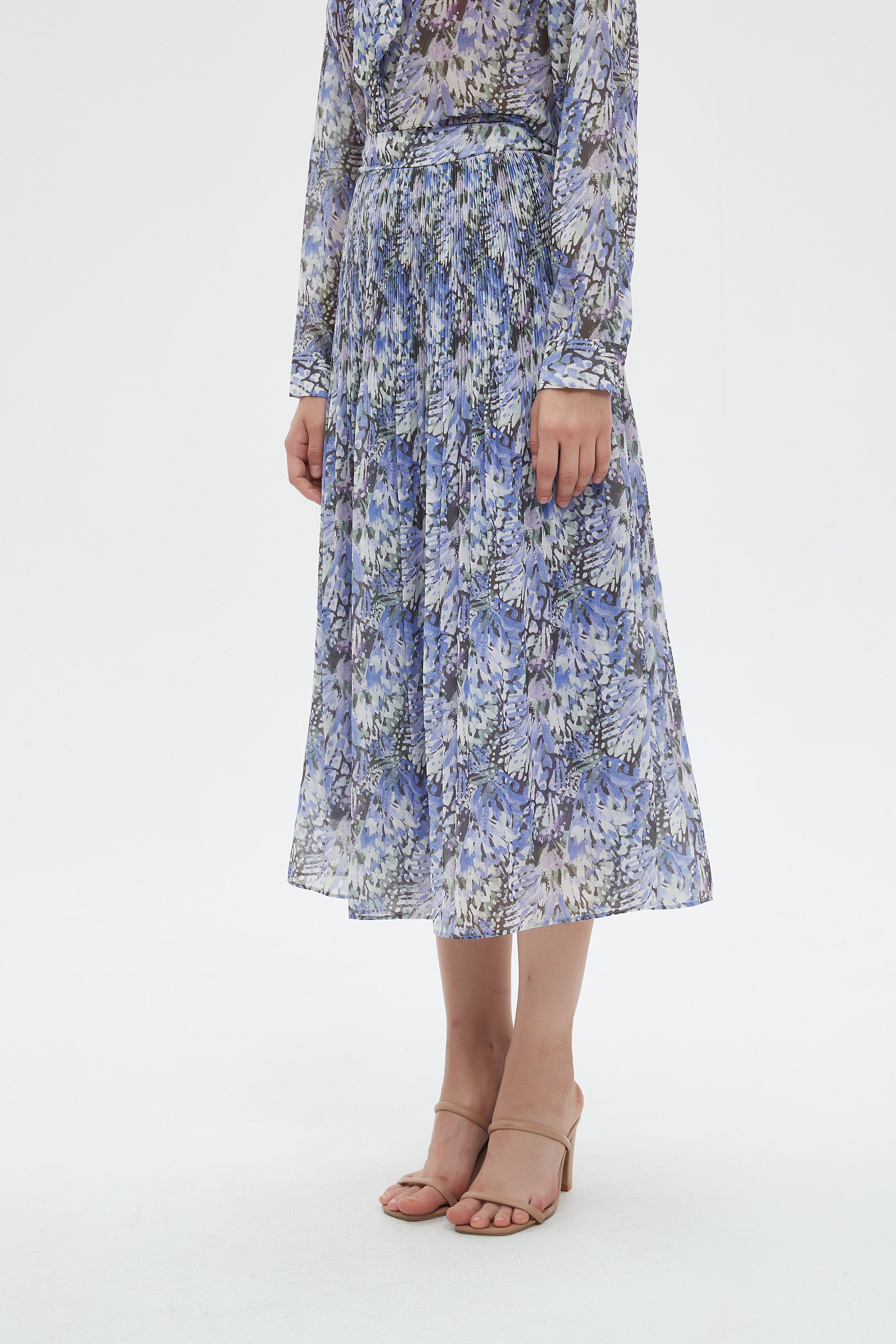 ميكا تنورة نسائية ميدي منقوشة