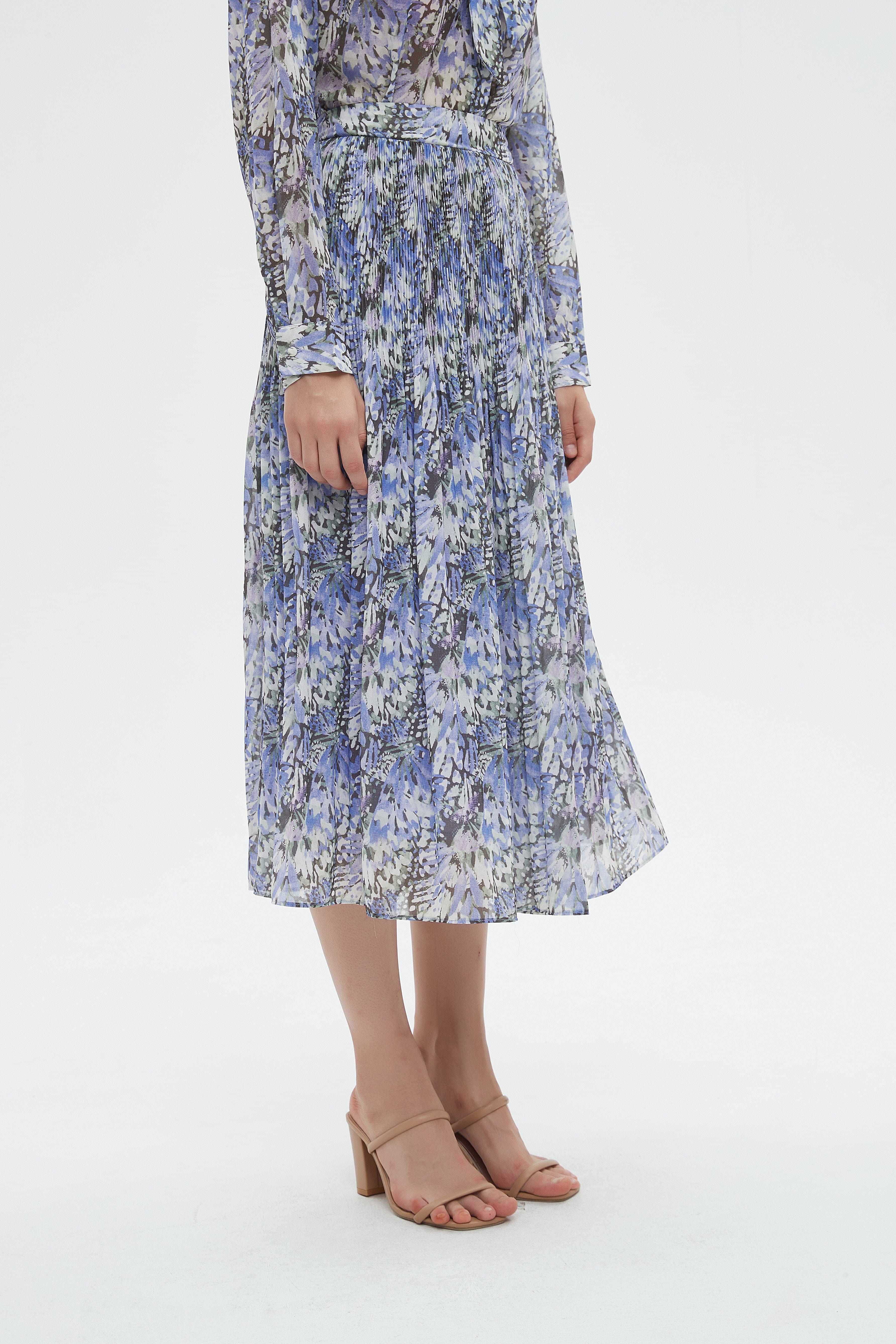 ميكا تنورة نسائية ميدي منقوشة