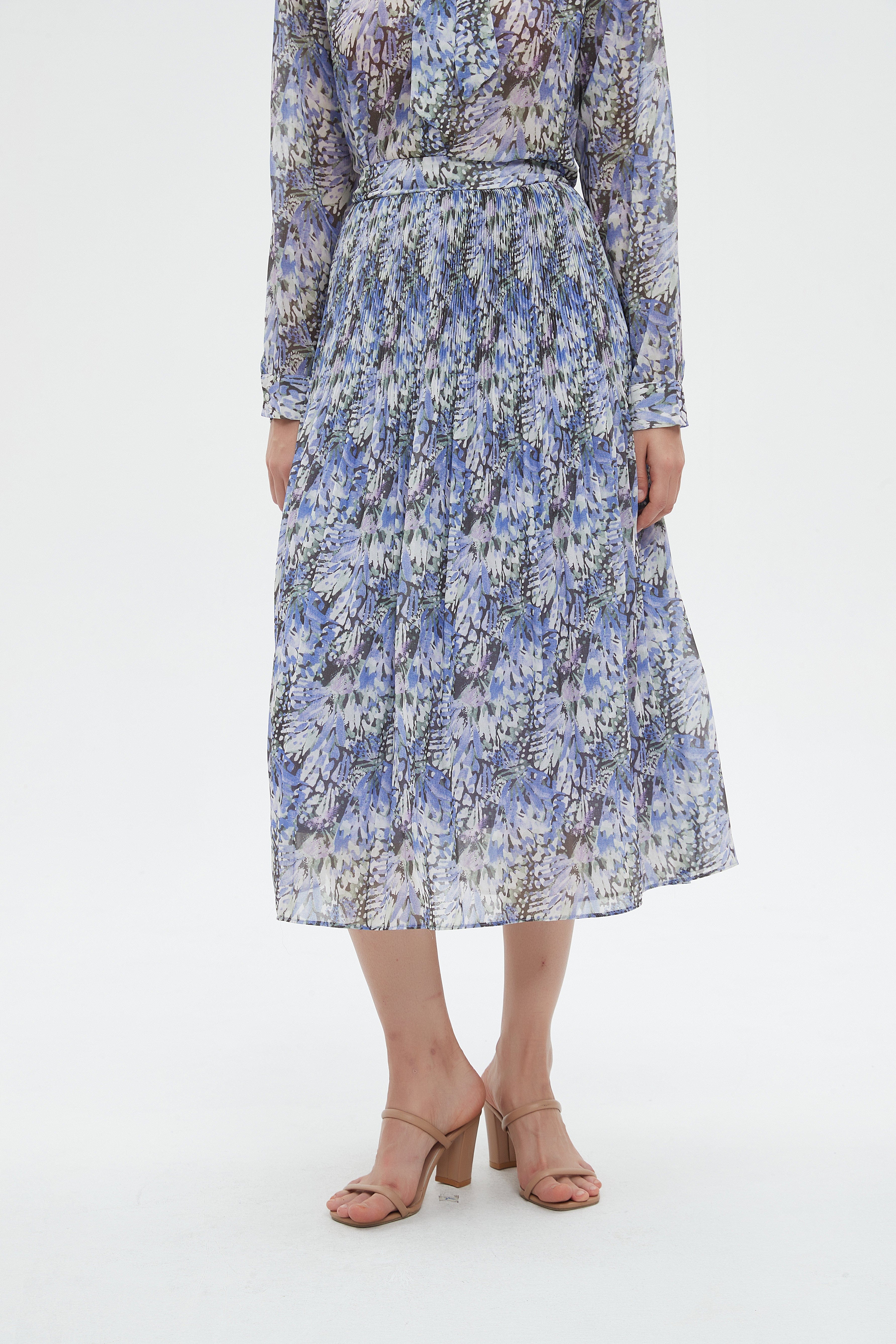 ميكا تنورة نسائية ميدي منقوشة