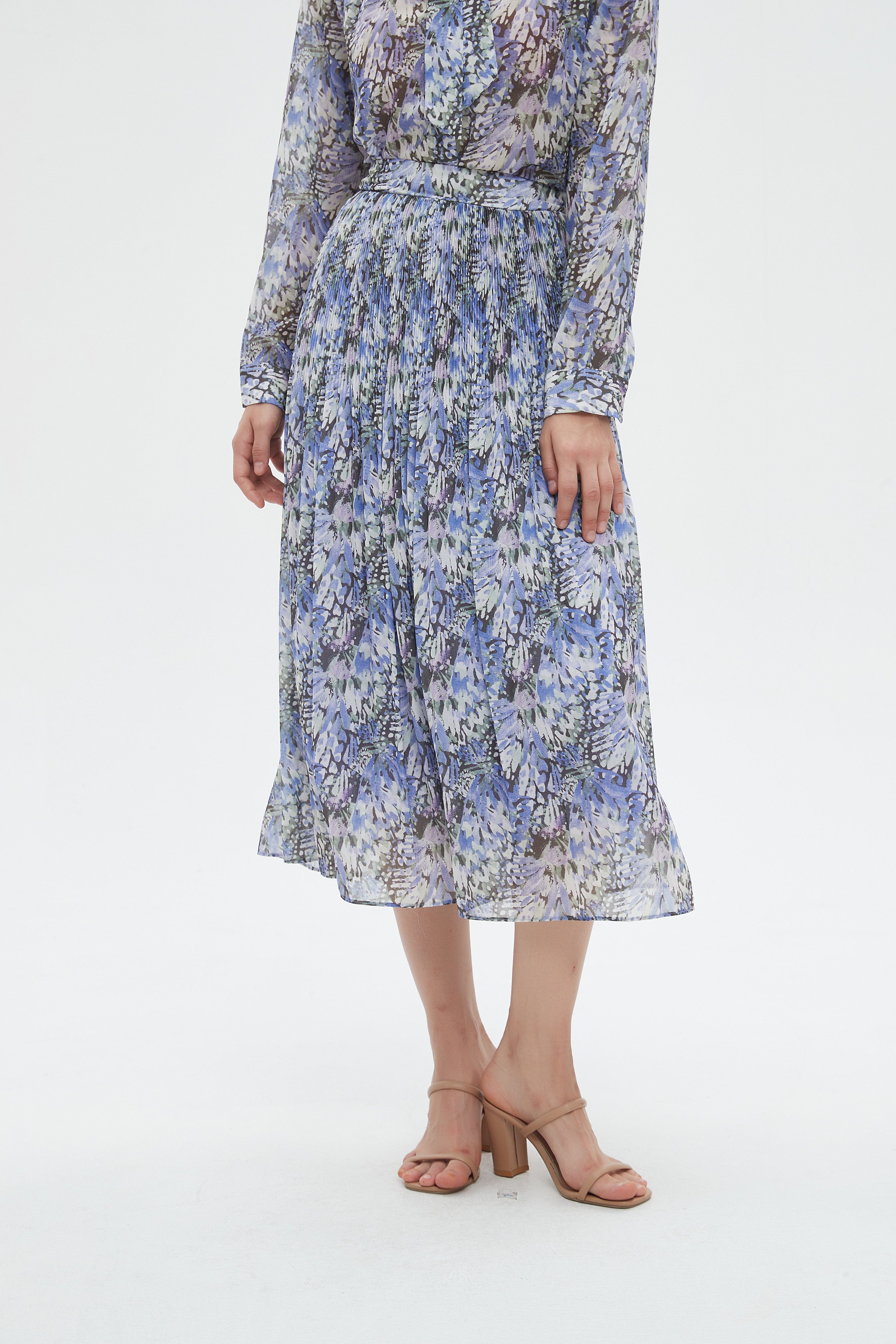 ميكا تنورة نسائية ميدي منقوشة