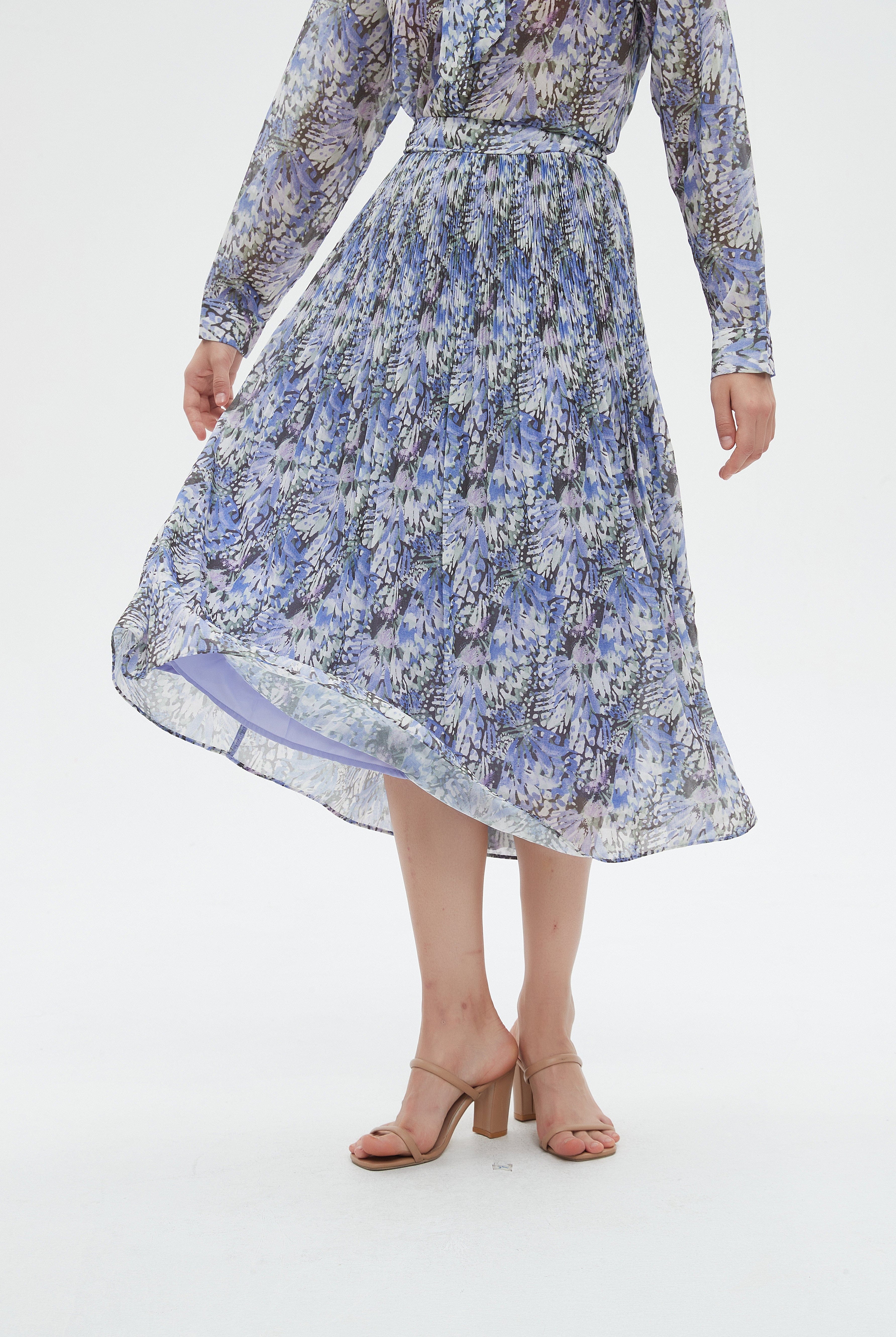 ميكا تنورة نسائية ميدي منقوشة