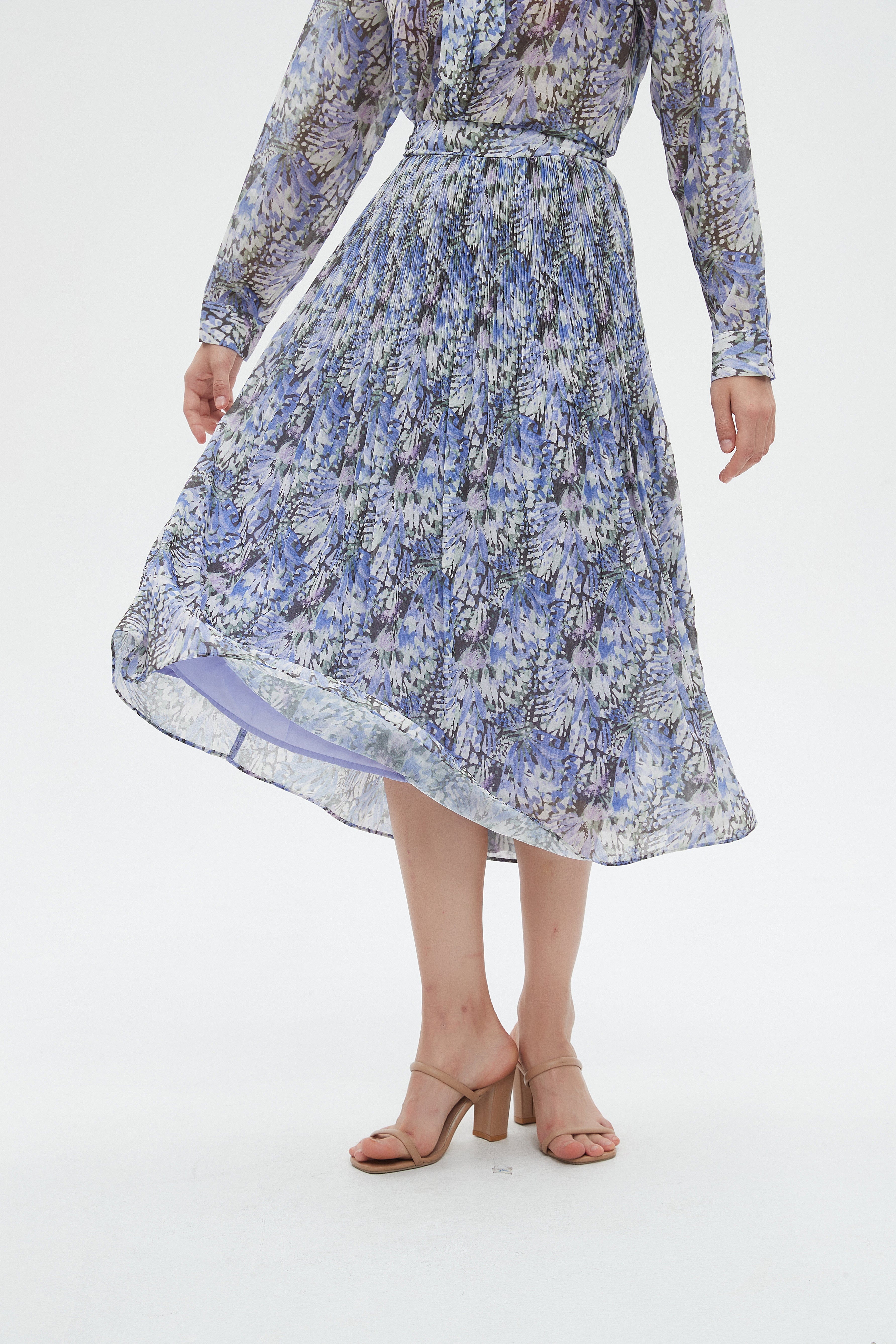 ميكا تنورة نسائية ميدي منقوشة