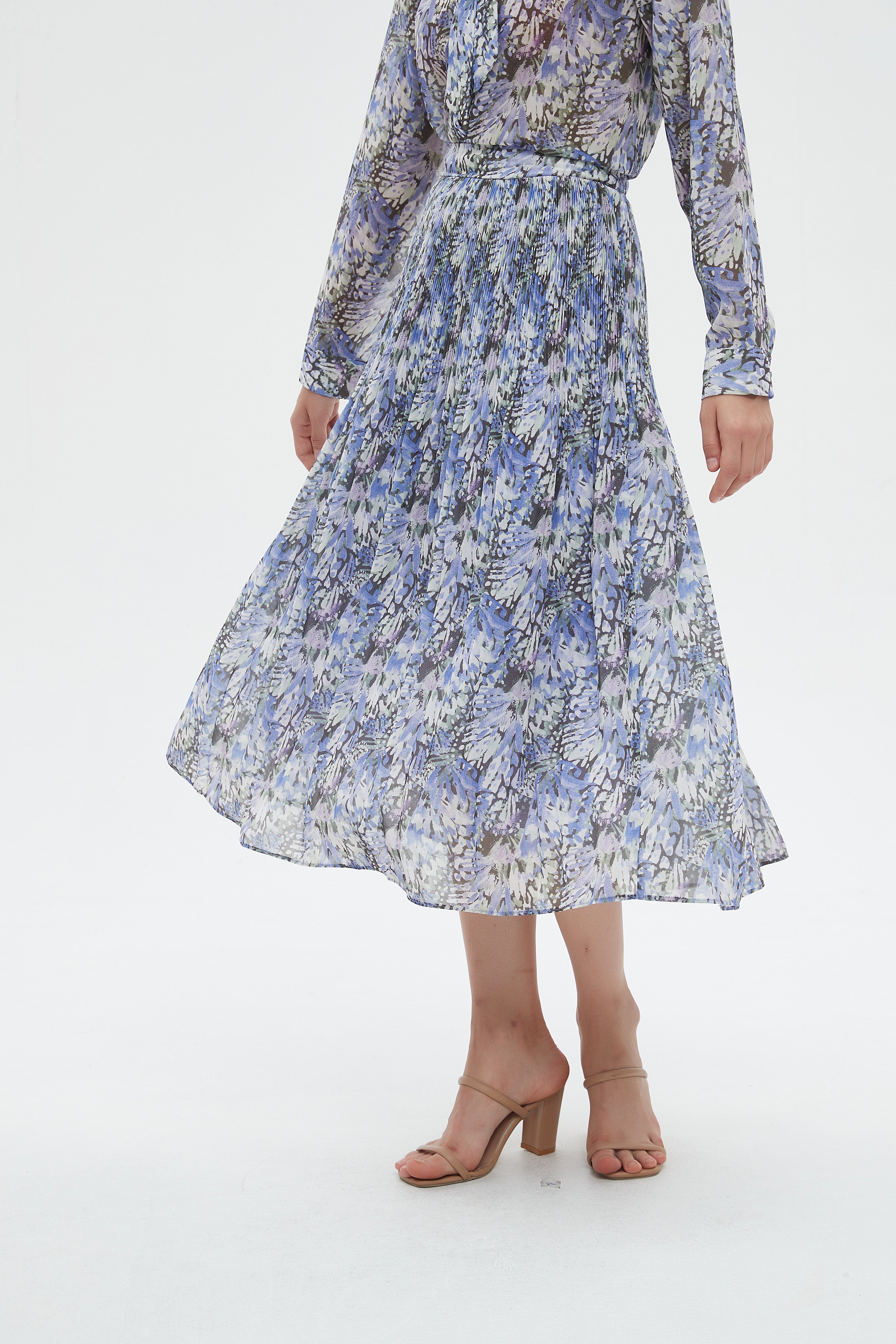 ميكا تنورة نسائية ميدي منقوشة