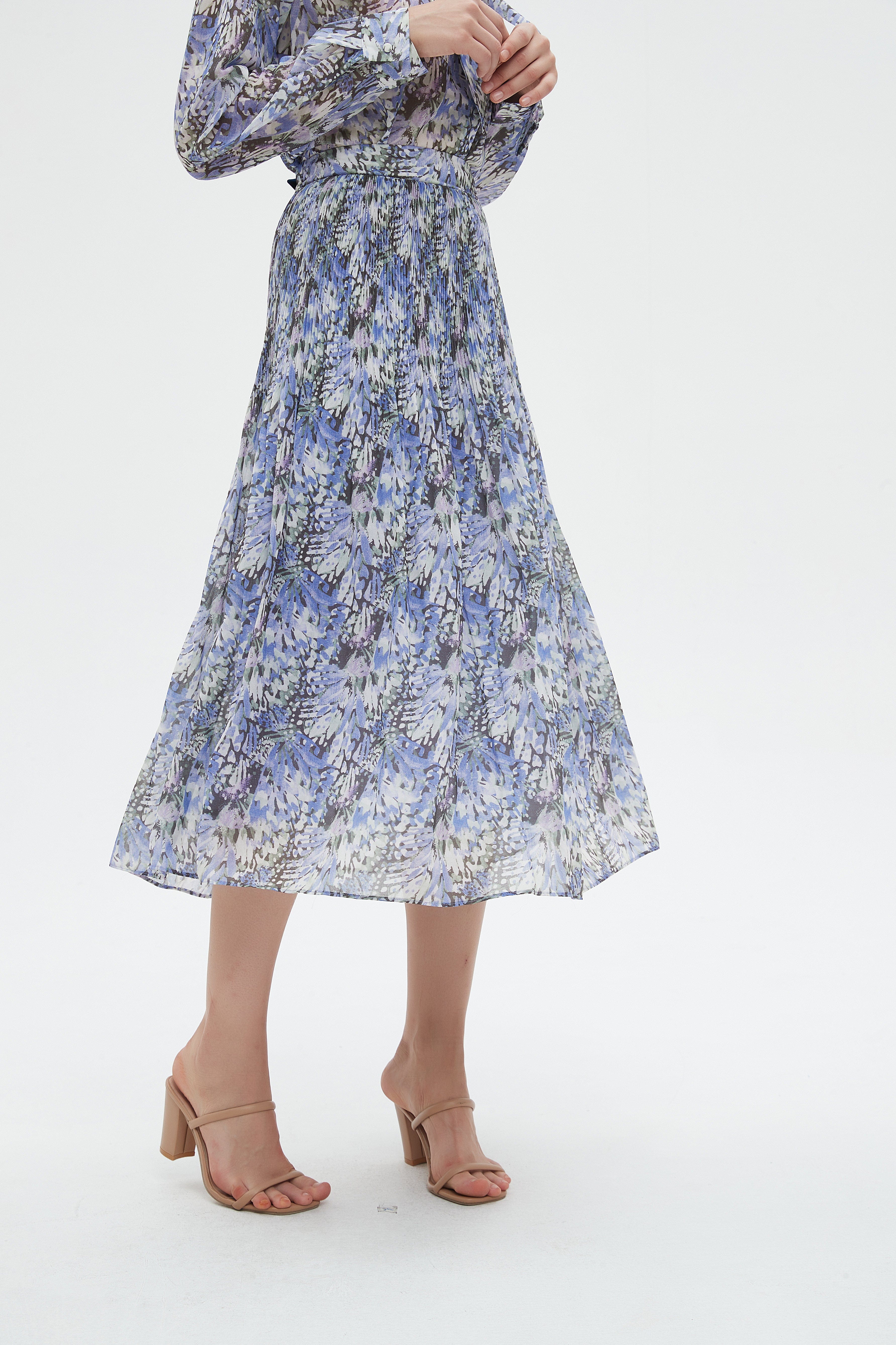 ميكا تنورة نسائية ميدي منقوشة