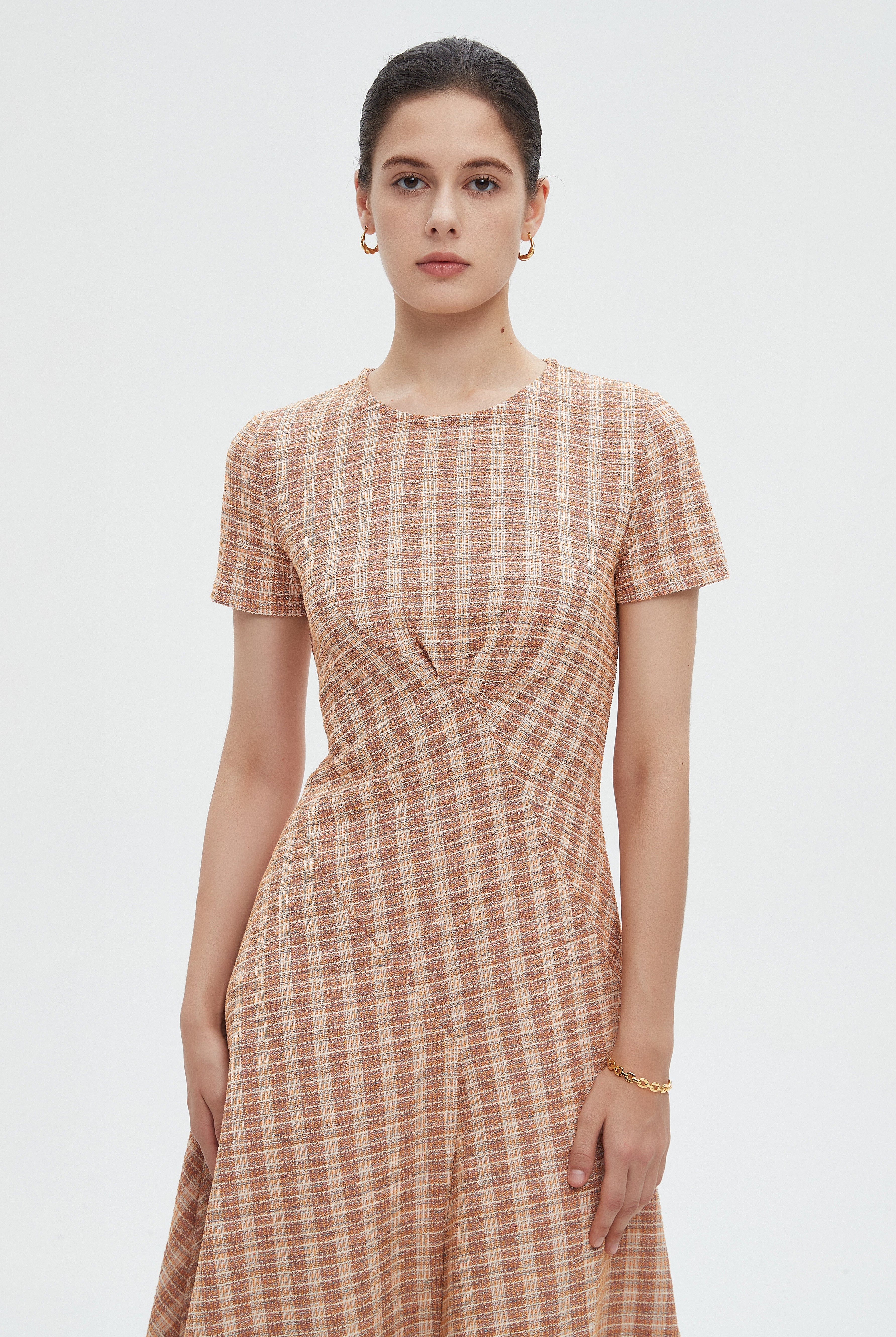 ميكا فستان نسائي ميدي نص كم مخطط