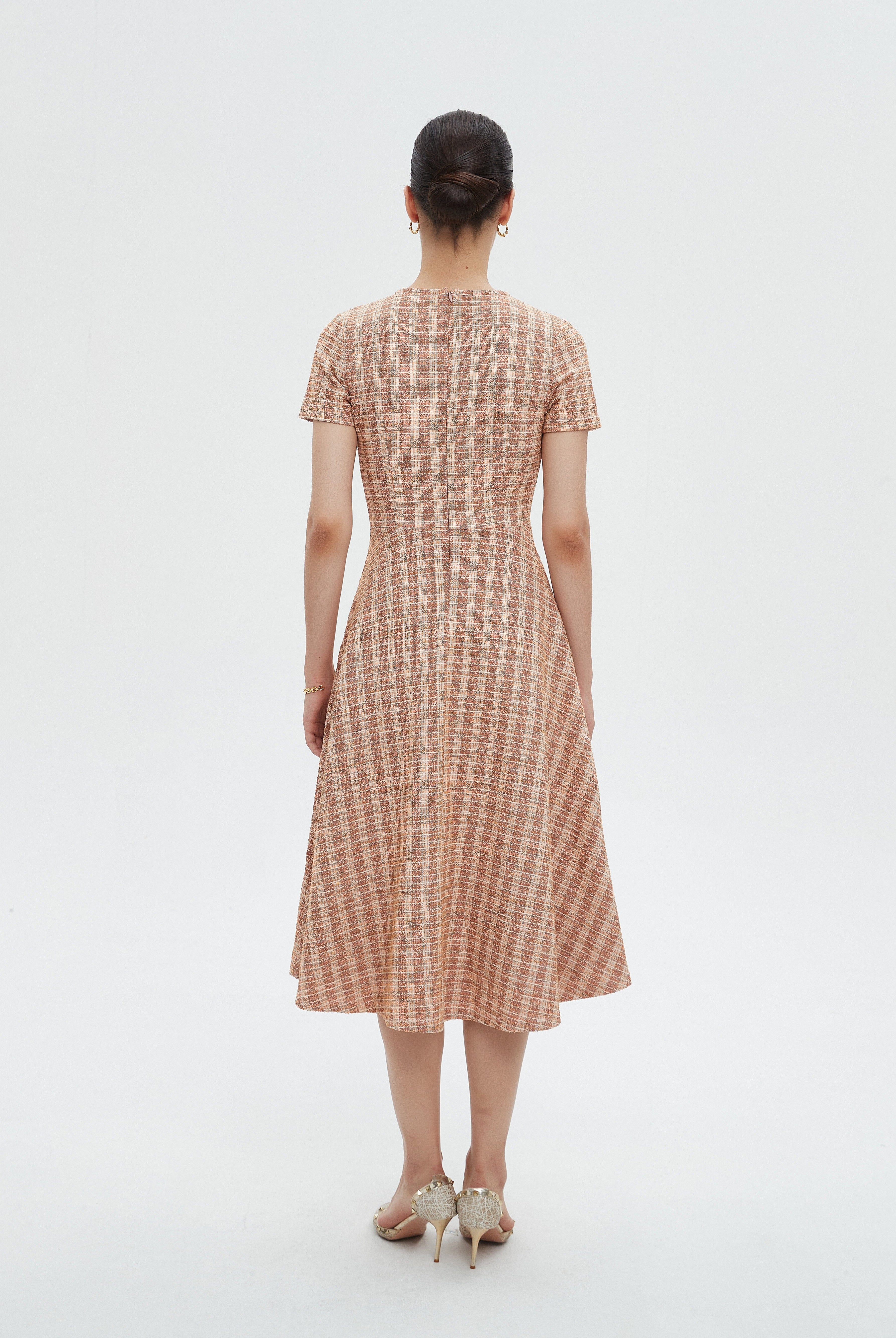 ميكا فستان نسائي ميدي نص كم مخطط