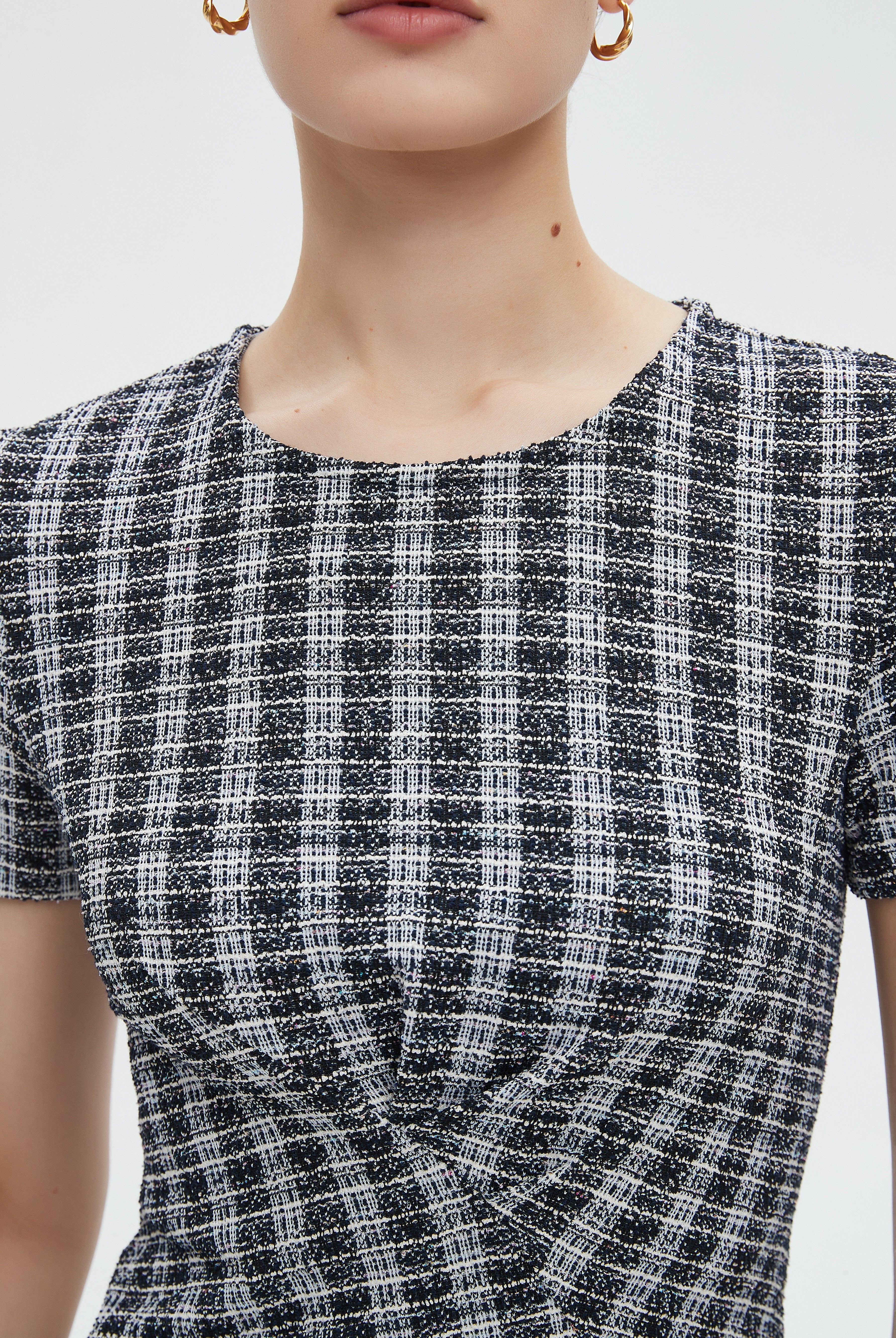 ميكا فستان نسائي ميدي نص كم مخطط