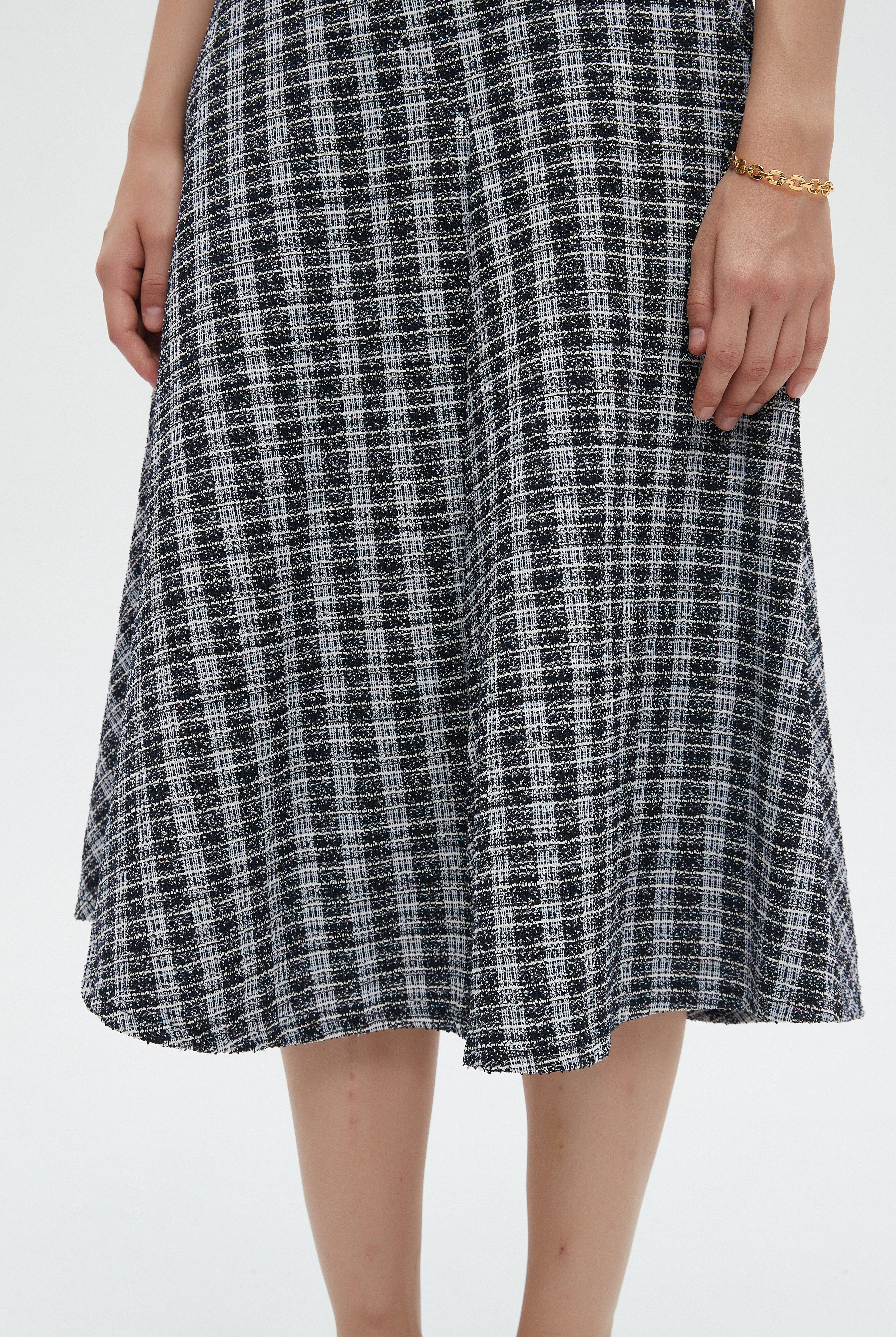 ميكا فستان نسائي ميدي نص كم مخطط