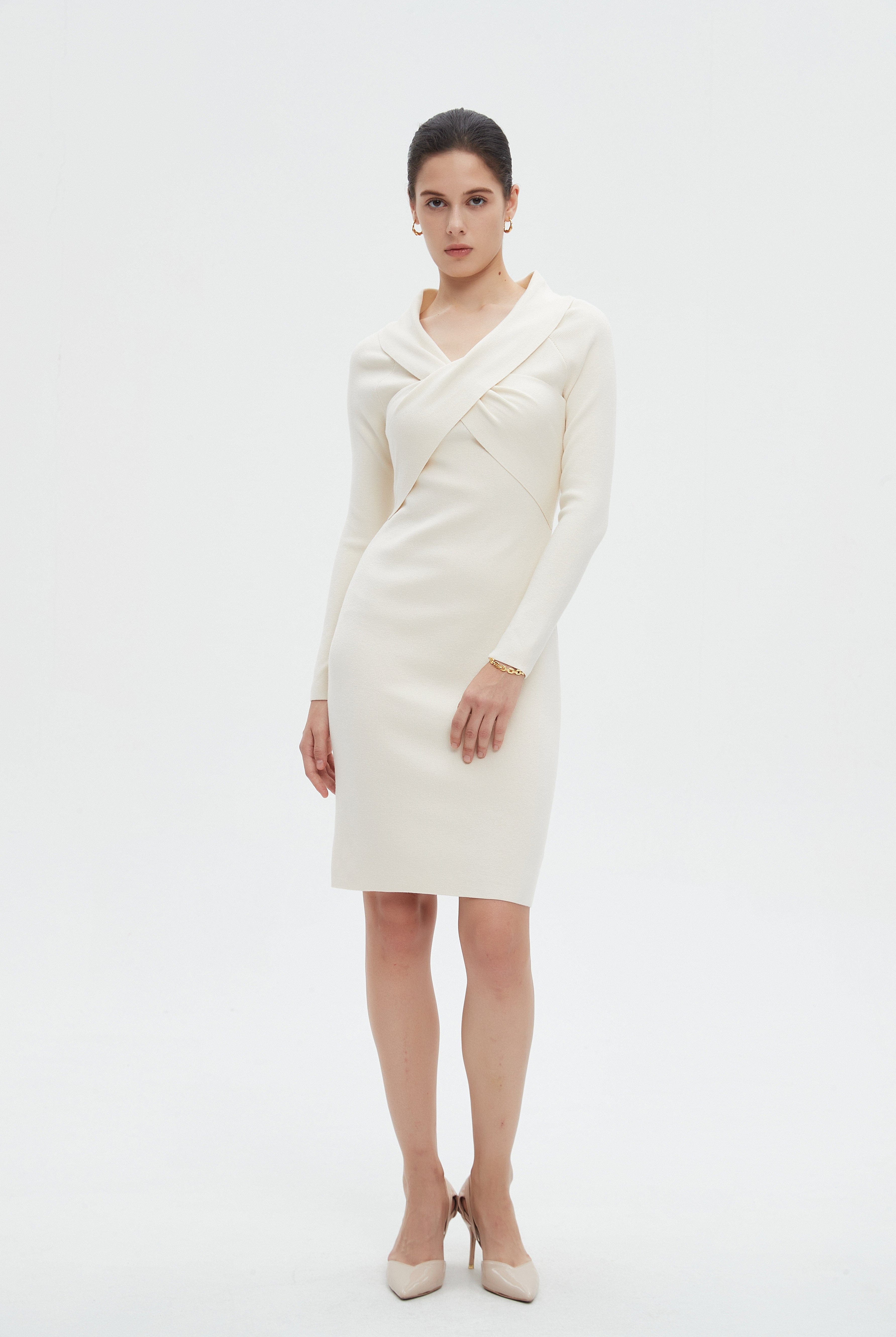 ميكا فستان نسائي ميدي بقصة لف وكم طويل