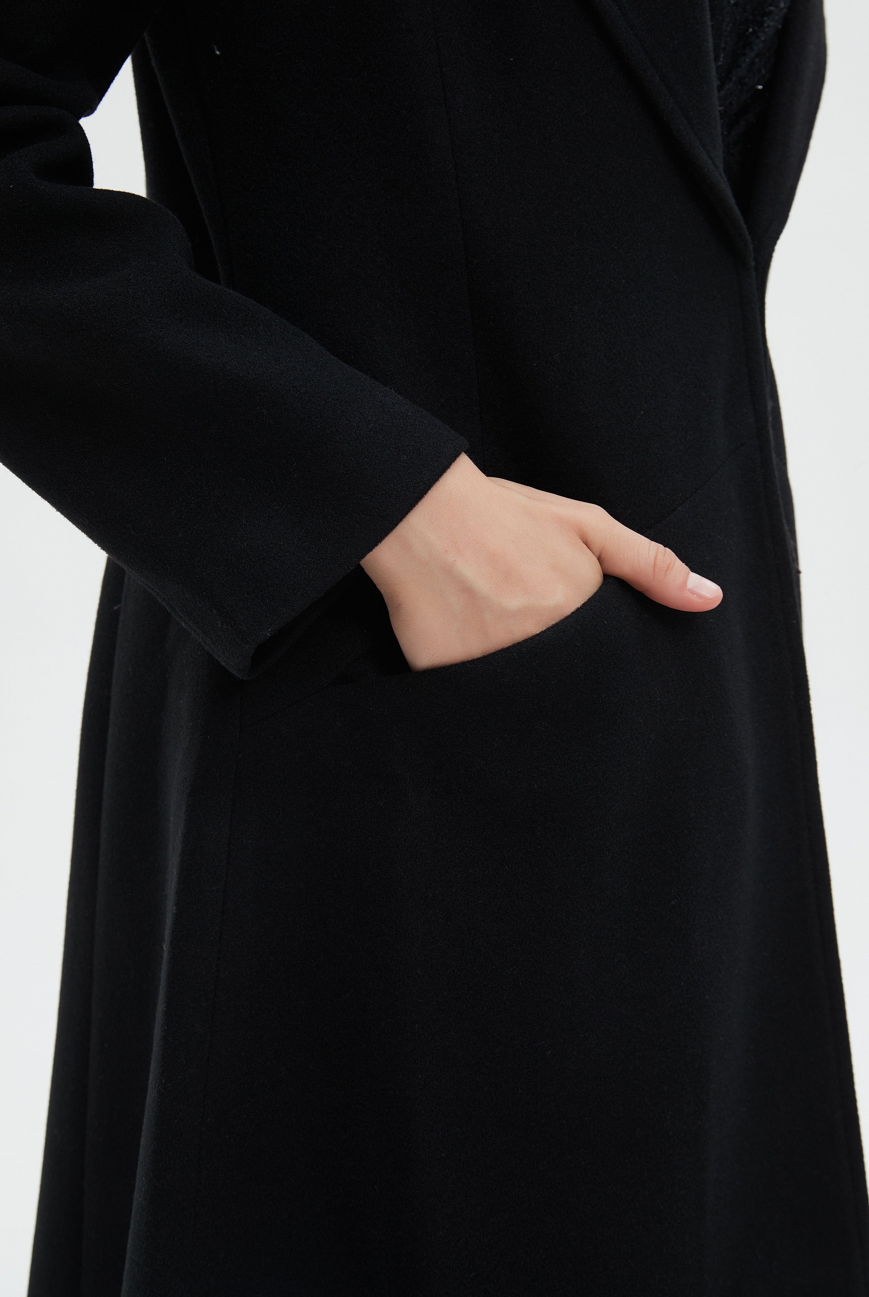 ميكا جاكيت نسائي طويل بأكمام طويلة وياقة كبيرة