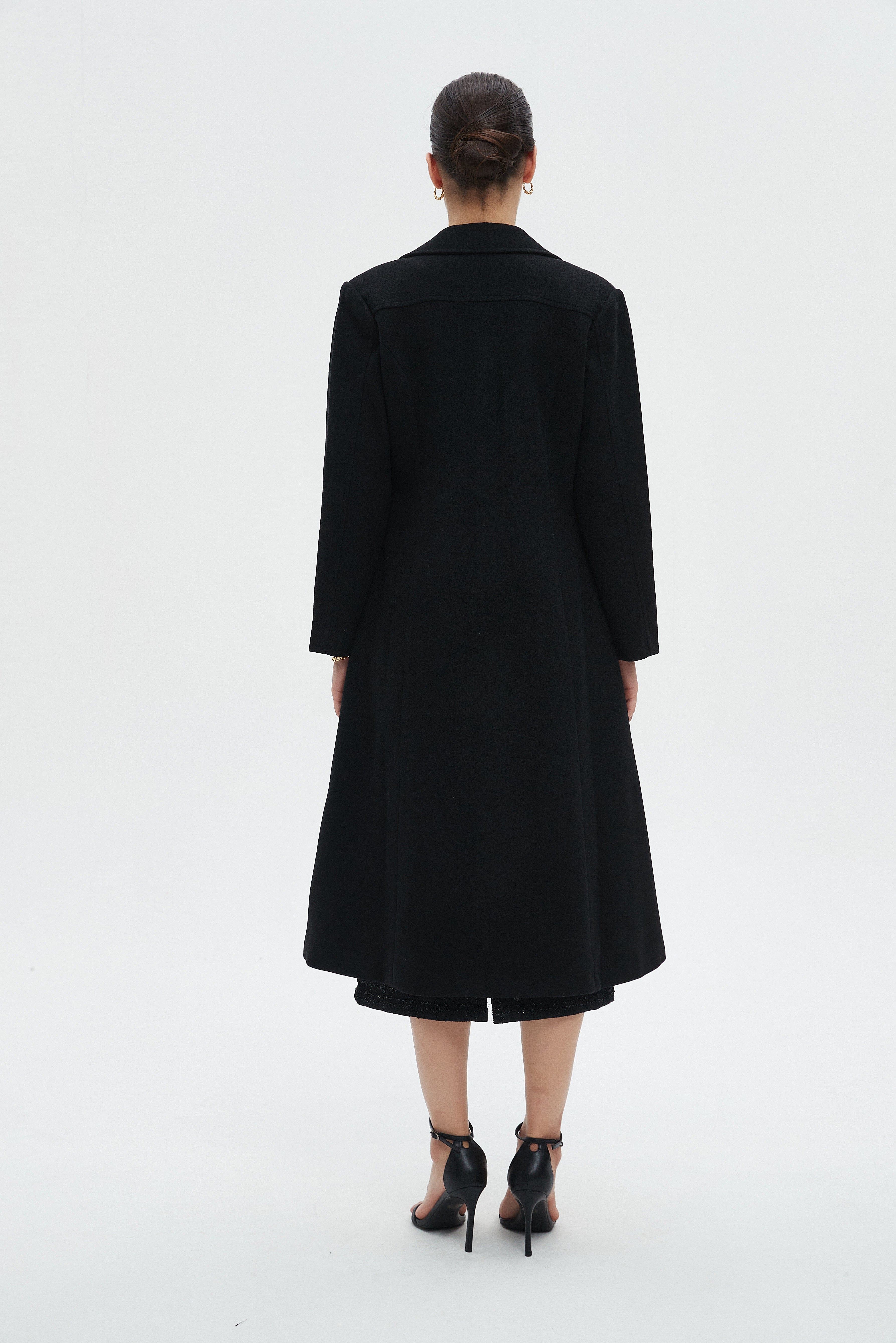 ميكا جاكيت نسائي طويل بأكمام طويلة وياقة كبيرة