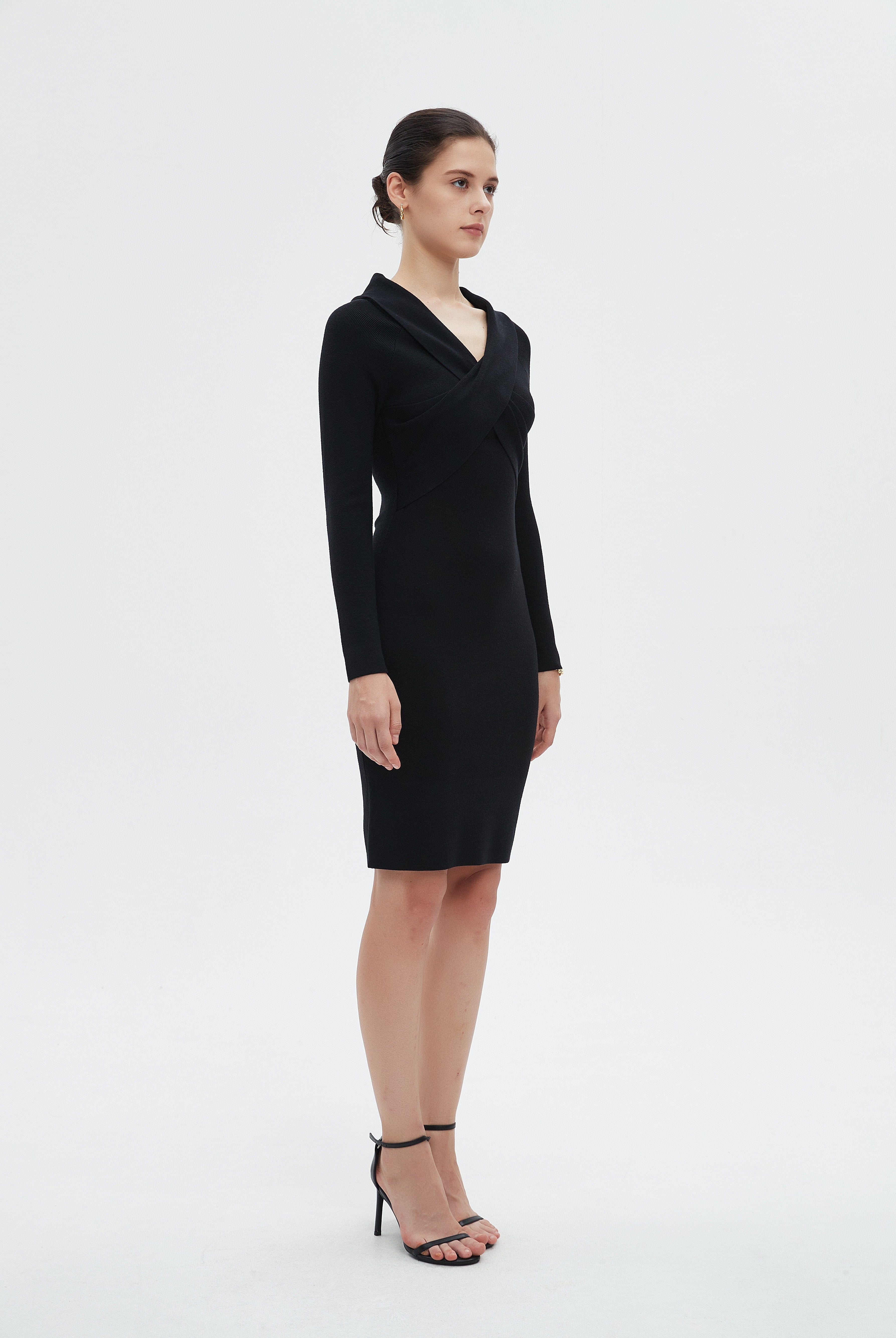 ميكا فستان نسائي ميدي بقصة لف وكم طويل