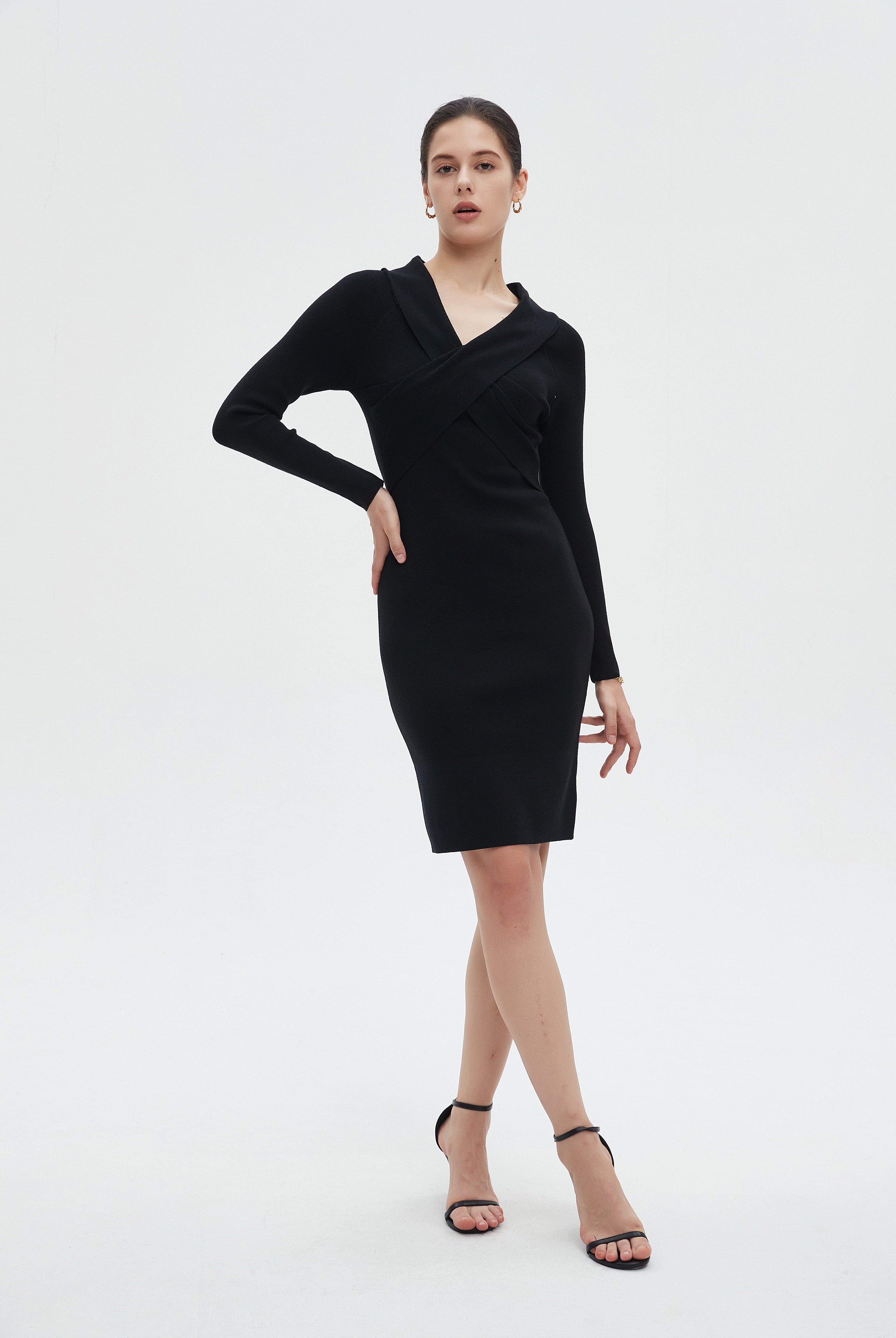 ميكا فستان نسائي ميدي بقصة لف وكم طويل