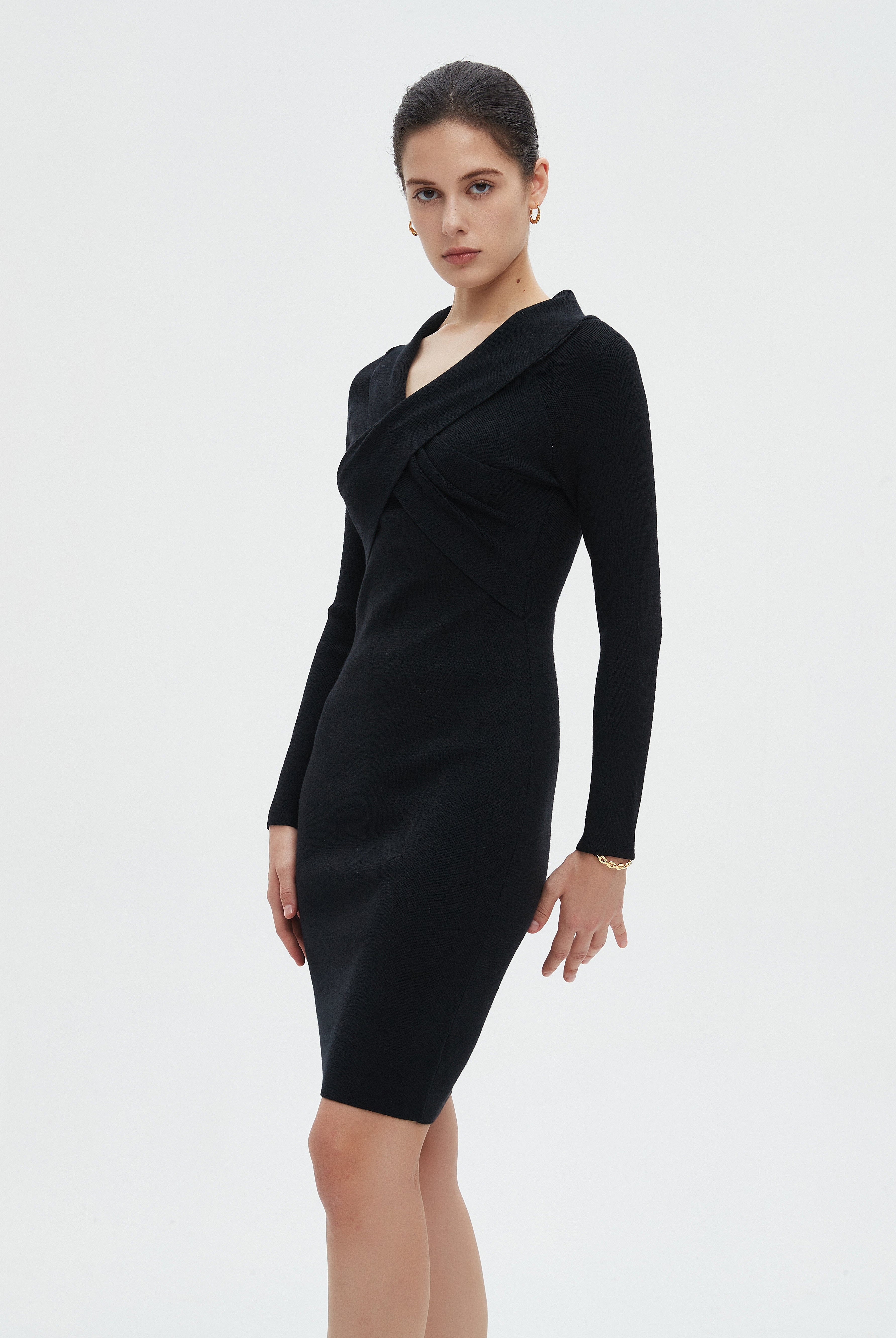 ميكا فستان نسائي ميدي بقصة لف وكم طويل